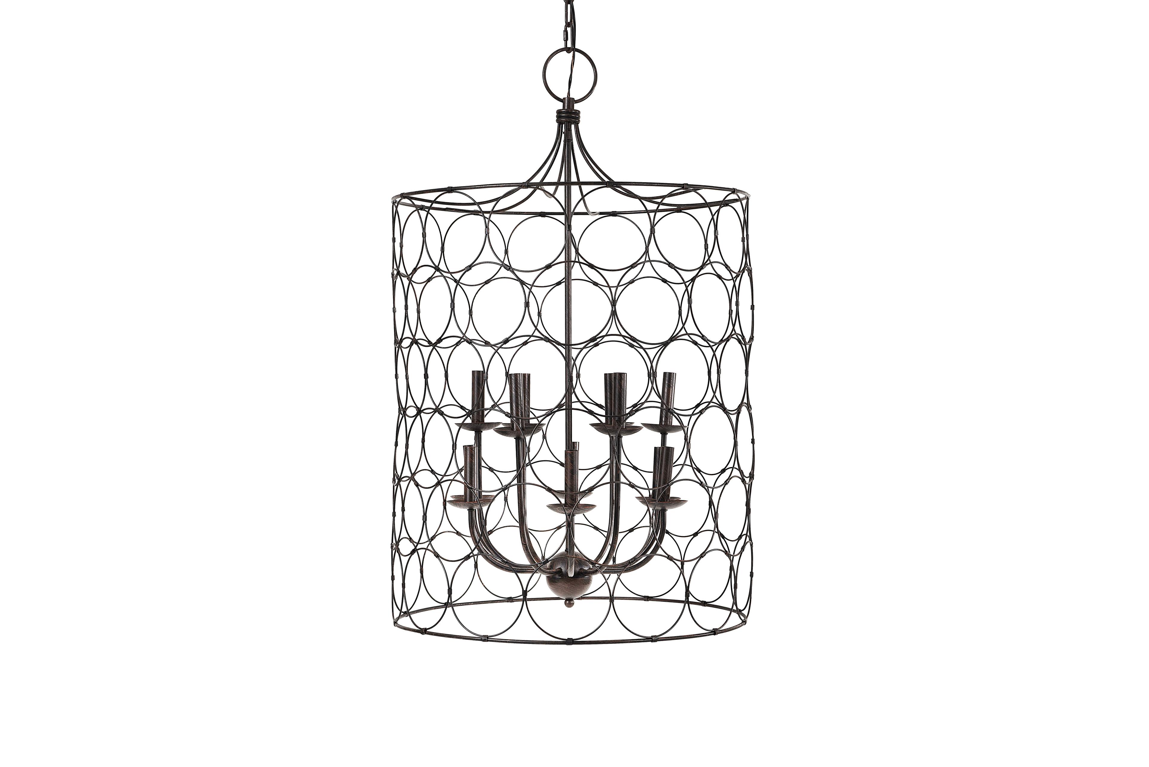 Creative Co-Op Bronze Metal Chandelier with Circlet Designs & 12 Lights