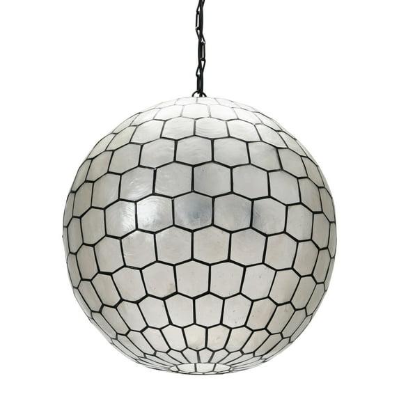 Storied Home 20"x19" Capiz Honeycomb Globe Pendant Light: ETL Listed, UL Certified, Metal Body