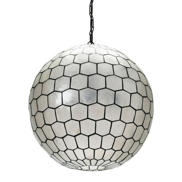 Storied Home 20"x19" Capiz Honeycomb Globe Pendant Light: ETL Listed, UL Certified, Metal Body