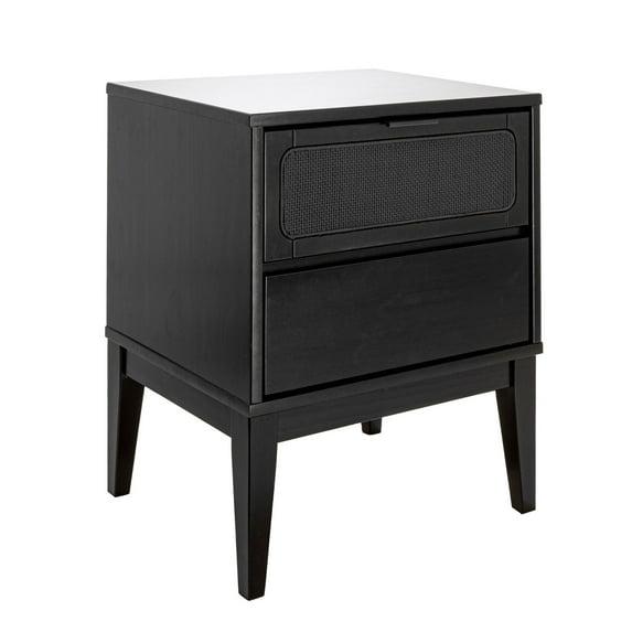 Storied Home Crawford Nightstand: Modern Bohemian Style, Solid Wood, Square Shape, 24" High