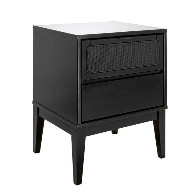 Storied Home Crawford Nightstand: Modern Bohemian Style, Solid Wood, Square Shape, 24" High