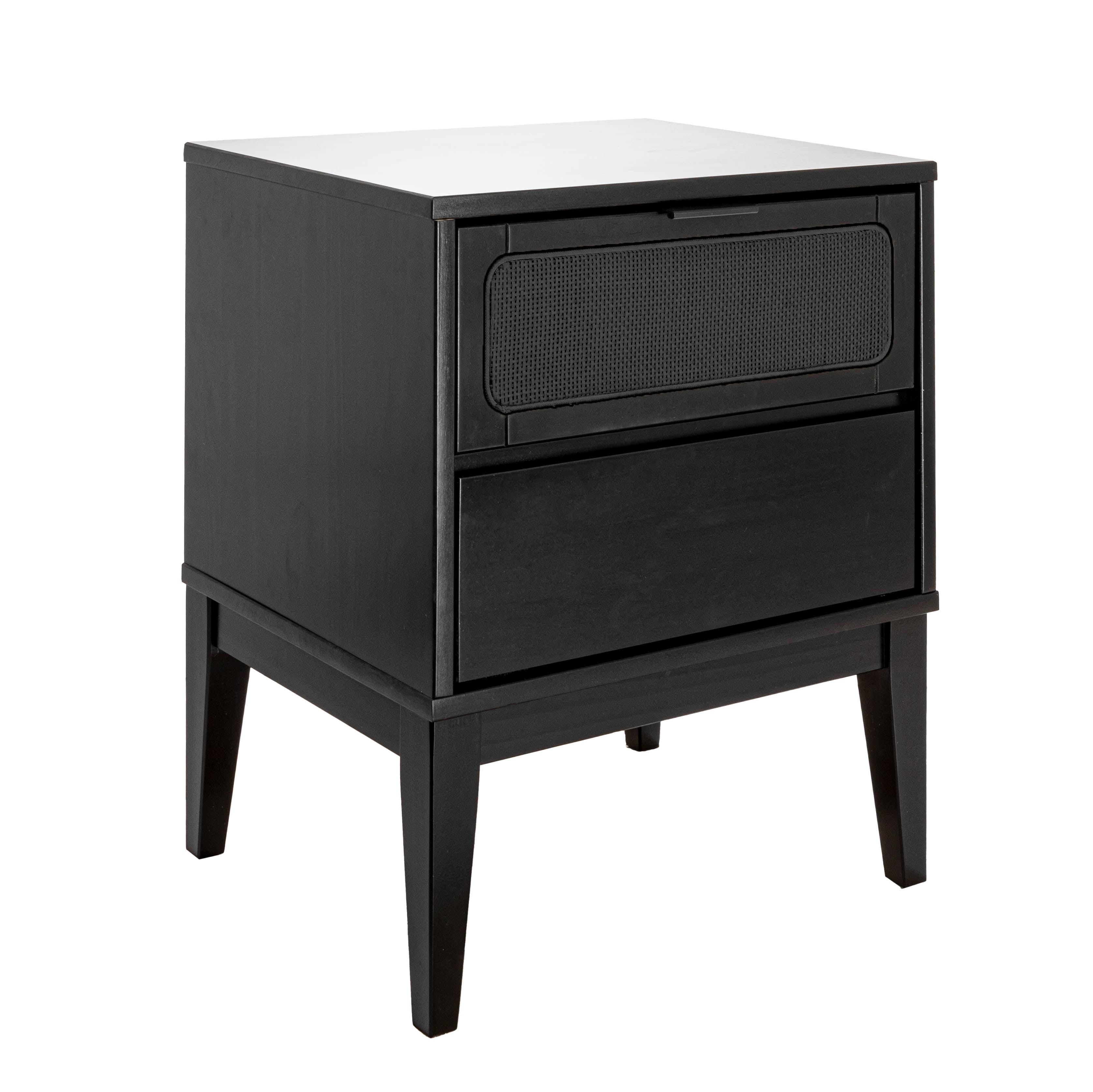 Storied Home Crawford Nightstand: Modern Bohemian Style, Solid Wood, Square Shape, 24" High