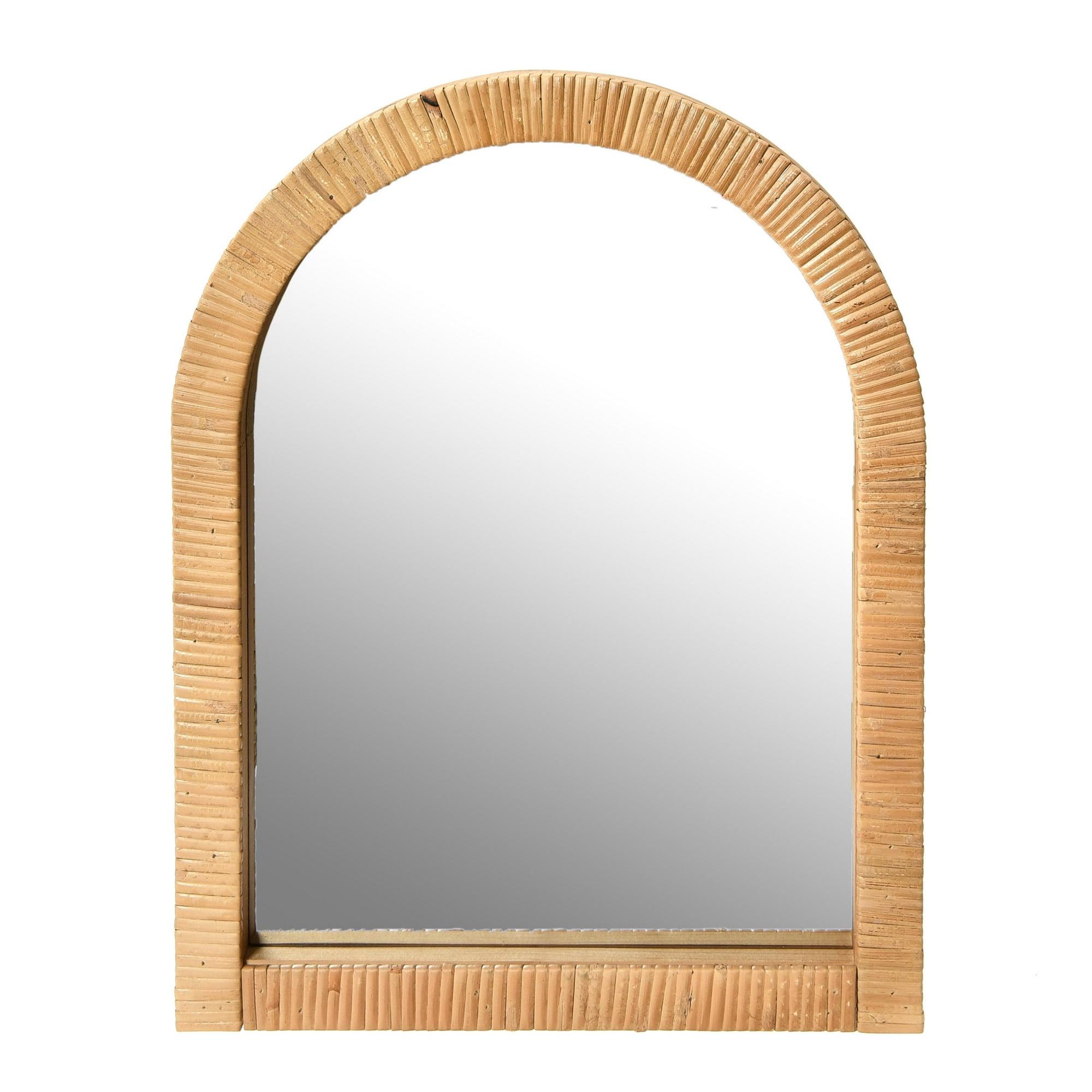 Creative Co-Op Creative Co-Op Arched Wrapped Rattan Framed Wall Mirror, Natural
