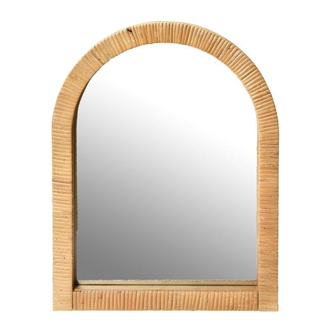 Creative Co-Op Creative Co-Op Arched Wrapped Rattan Framed Wall Mirror, Natural
