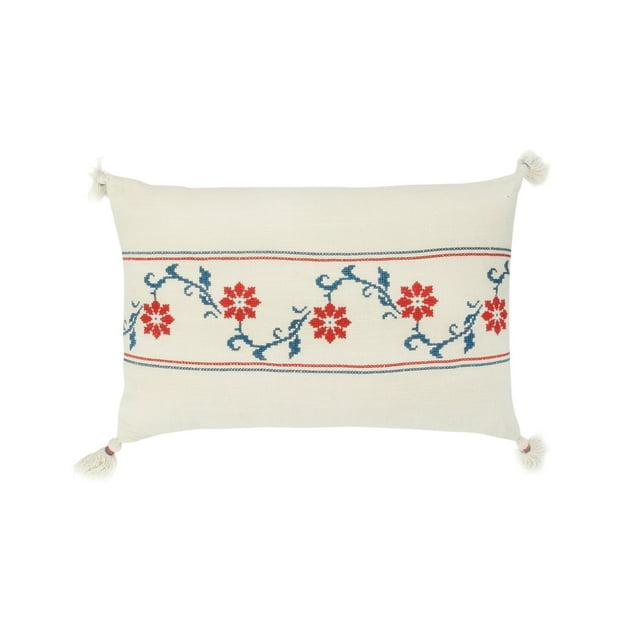 Creative Co-Op Embroidered Cotton Throw Pillow