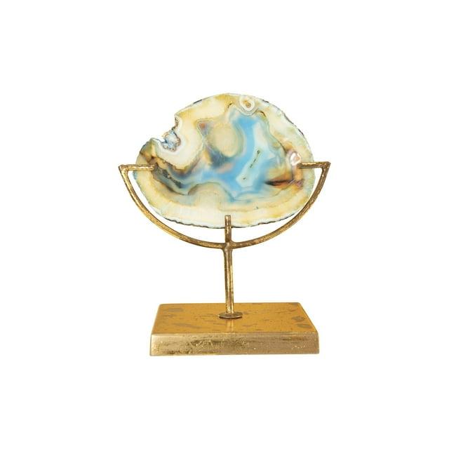 Storied Home Agate on Stand Blue 4" Includes 1 Stand Only: Luxury Glam Metal Sculpture, Indoor Decorative Object