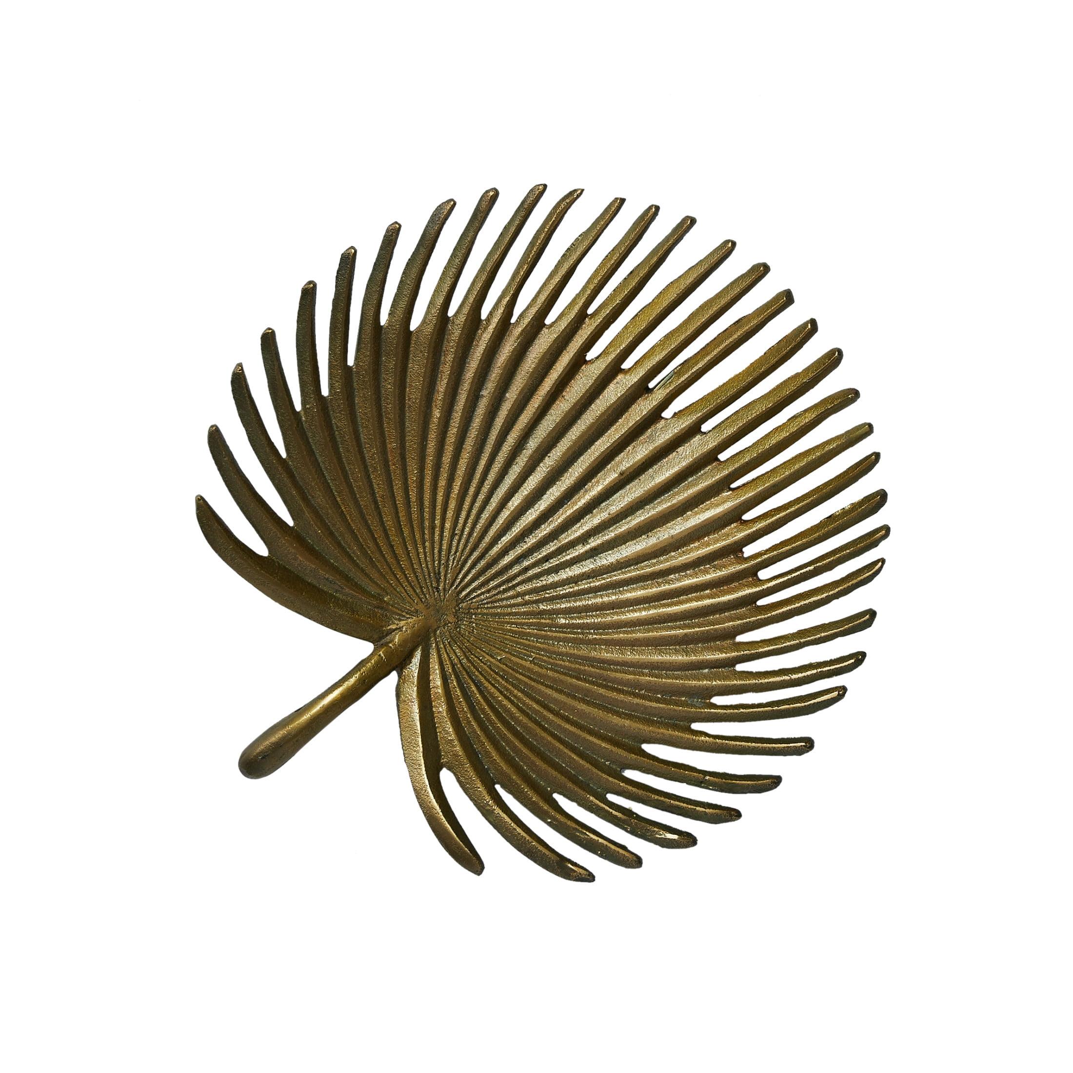 Creative Co-Op Decorative Aluminum Palm Frond Tray, Antique Gold Finish