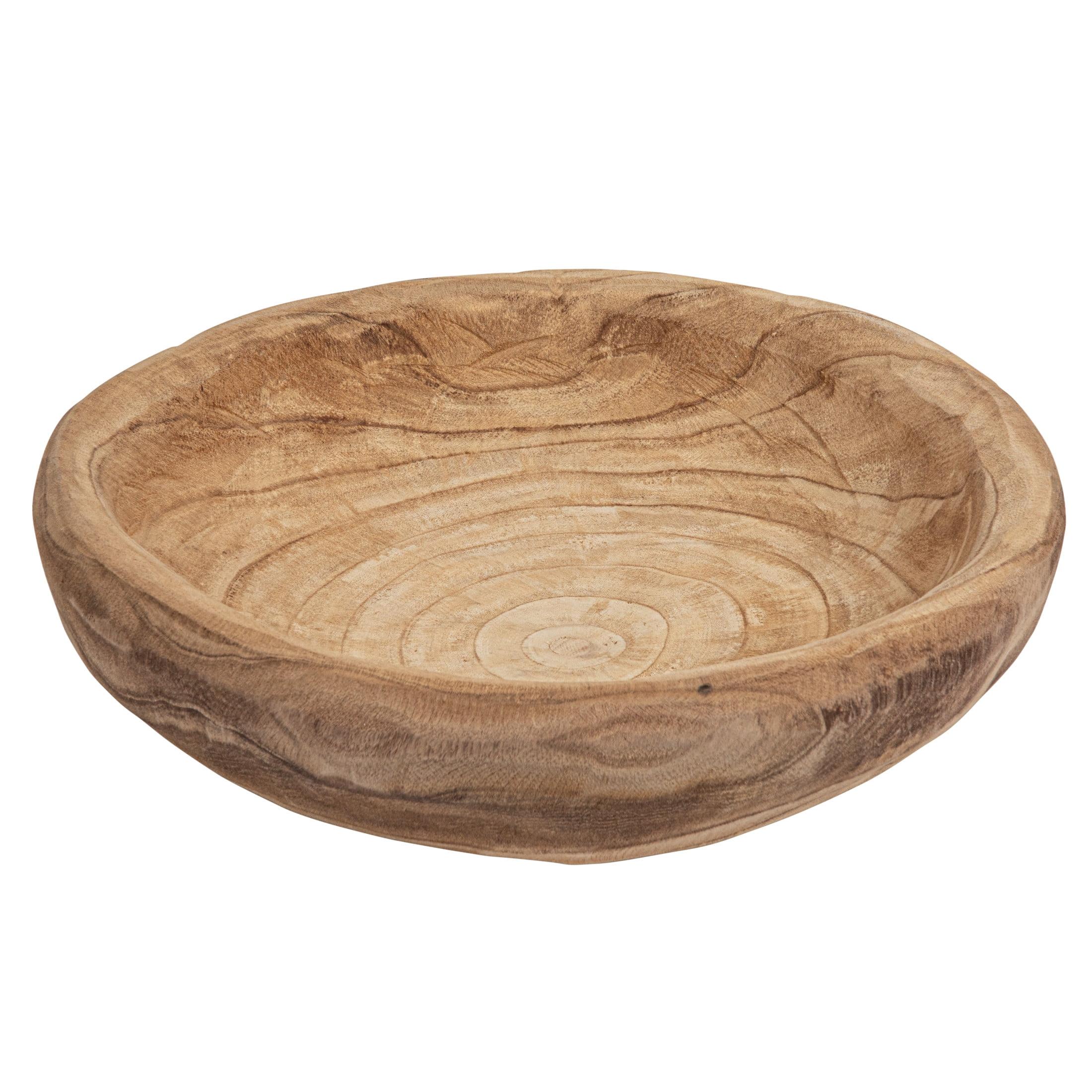 Round Decorative Paulownia Wood Bowl (19") - Storied Home: Hand-Made, Unique Centerpiece, Online-Exclusive