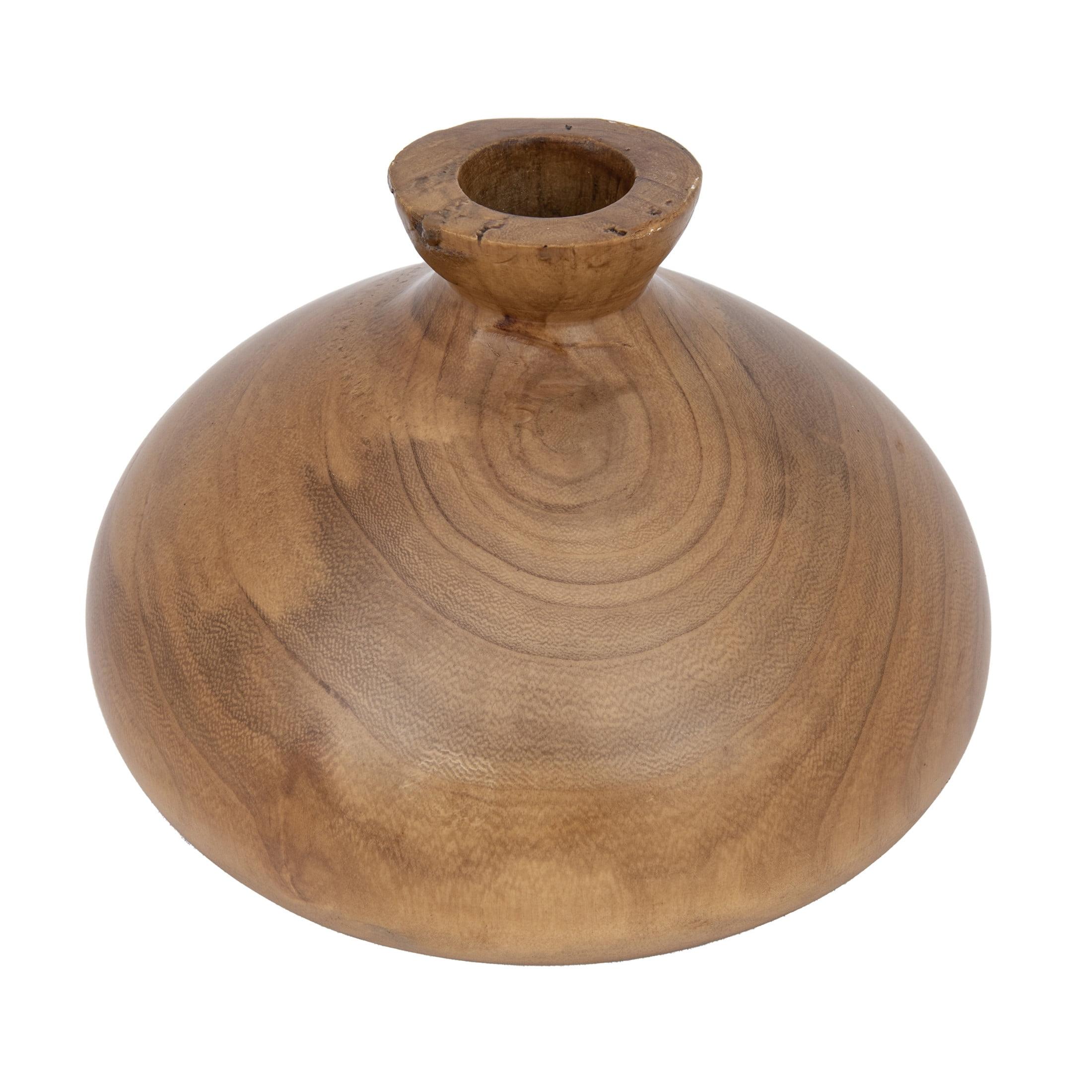 Creative Co-Op Decorative Paulownia Wood Vase, Walnut Finish