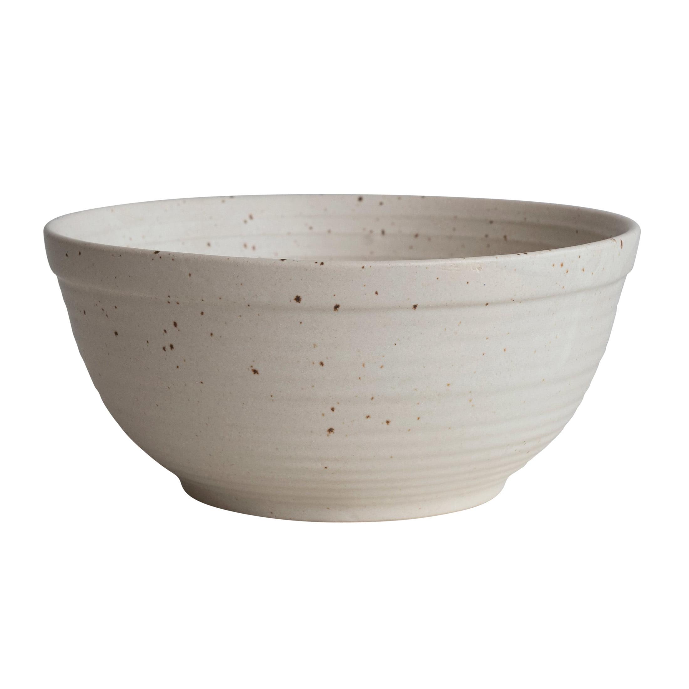 Speckled White Ceramic Farmhouse Serving Bowl