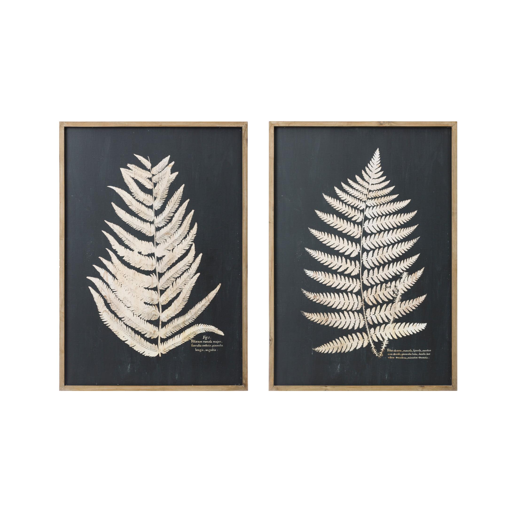 27.5" x 39.3" (Set of 2) Styles Wood Framed Decorative Wall Art with Fern Leaf - Storied Home: Modern Botanical Canvas Prints