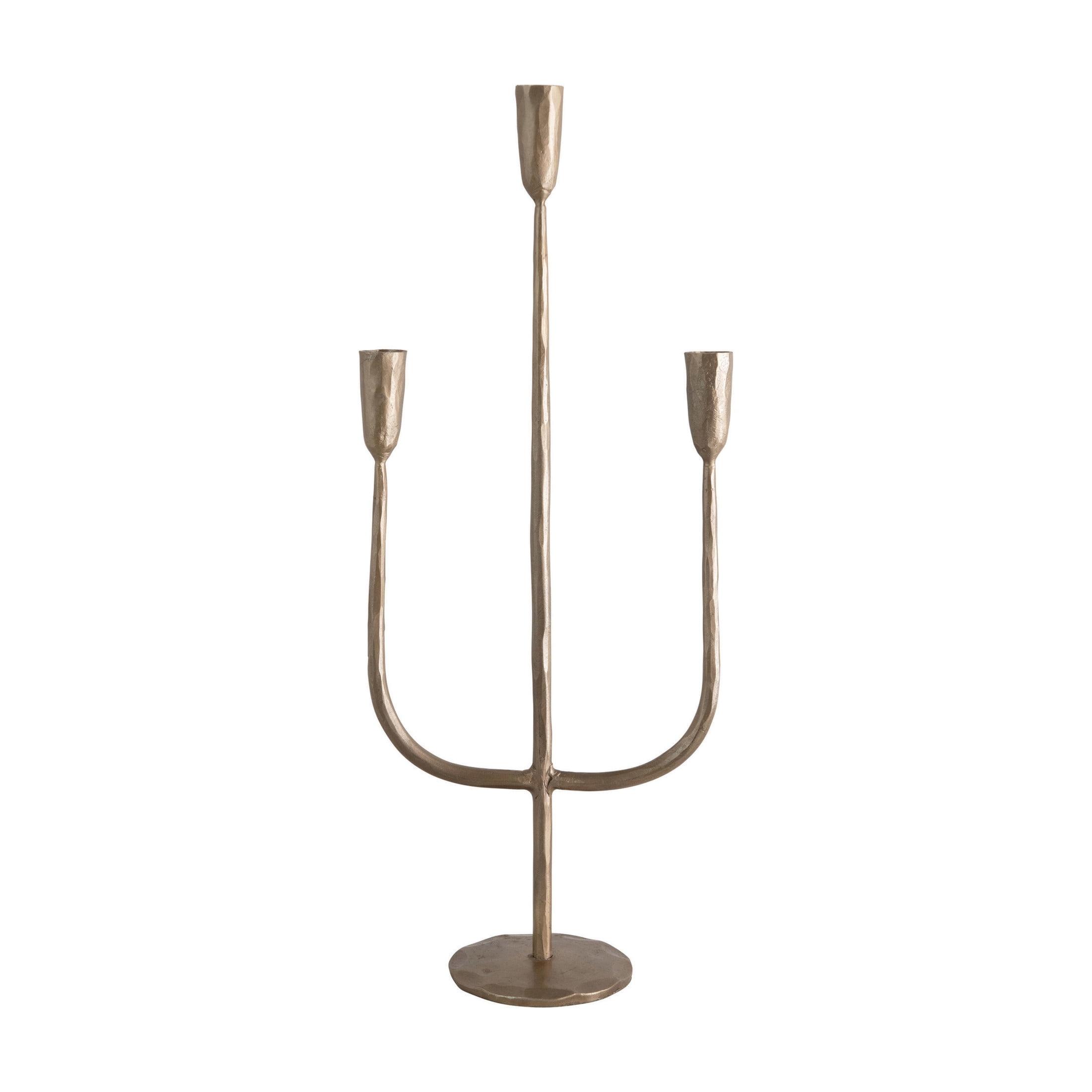 Creative Co-Op Hand-Forged Metal Candelabra, Antique Brass Finish