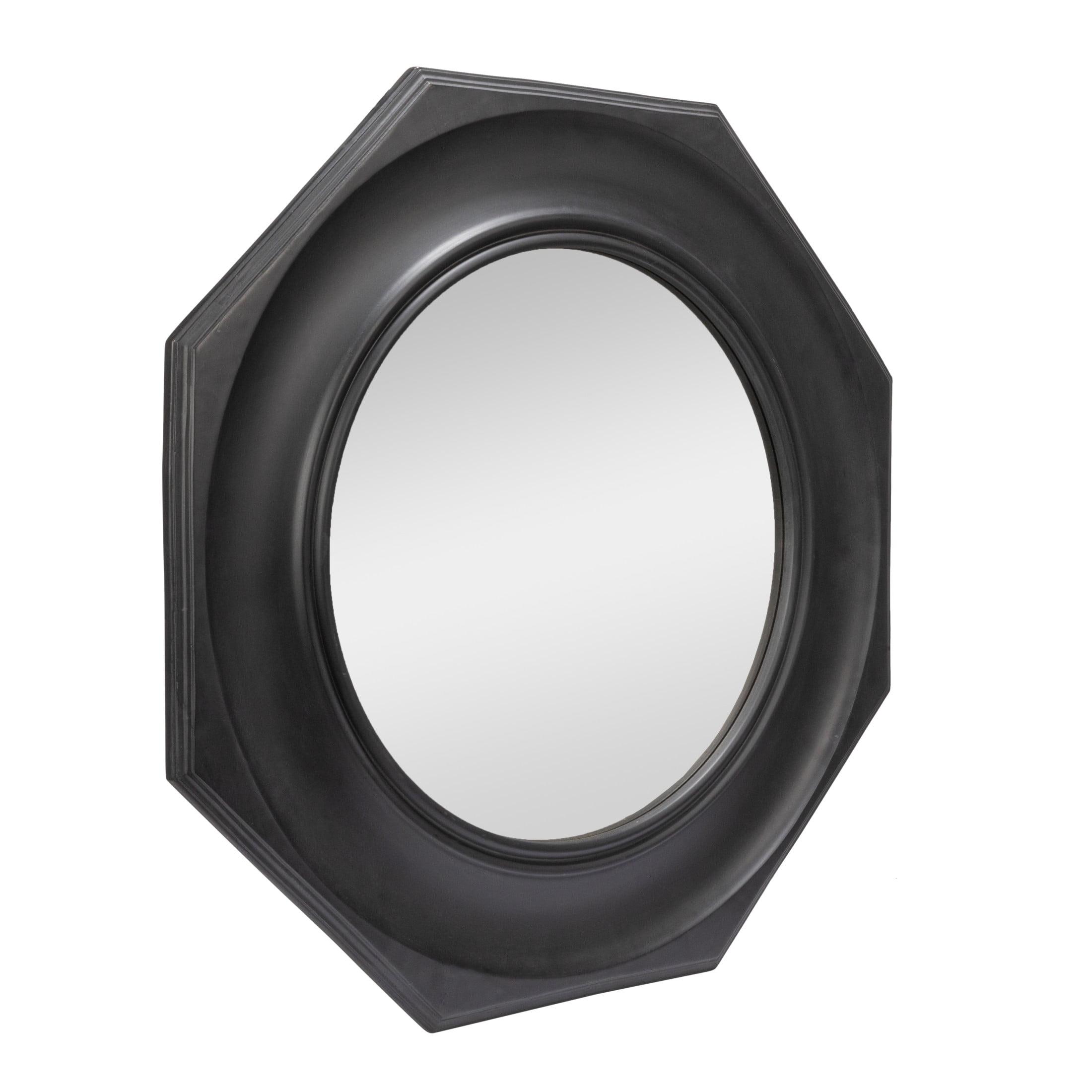 Storied Home Hexagonal Carved Wood Framed Wall Mirror