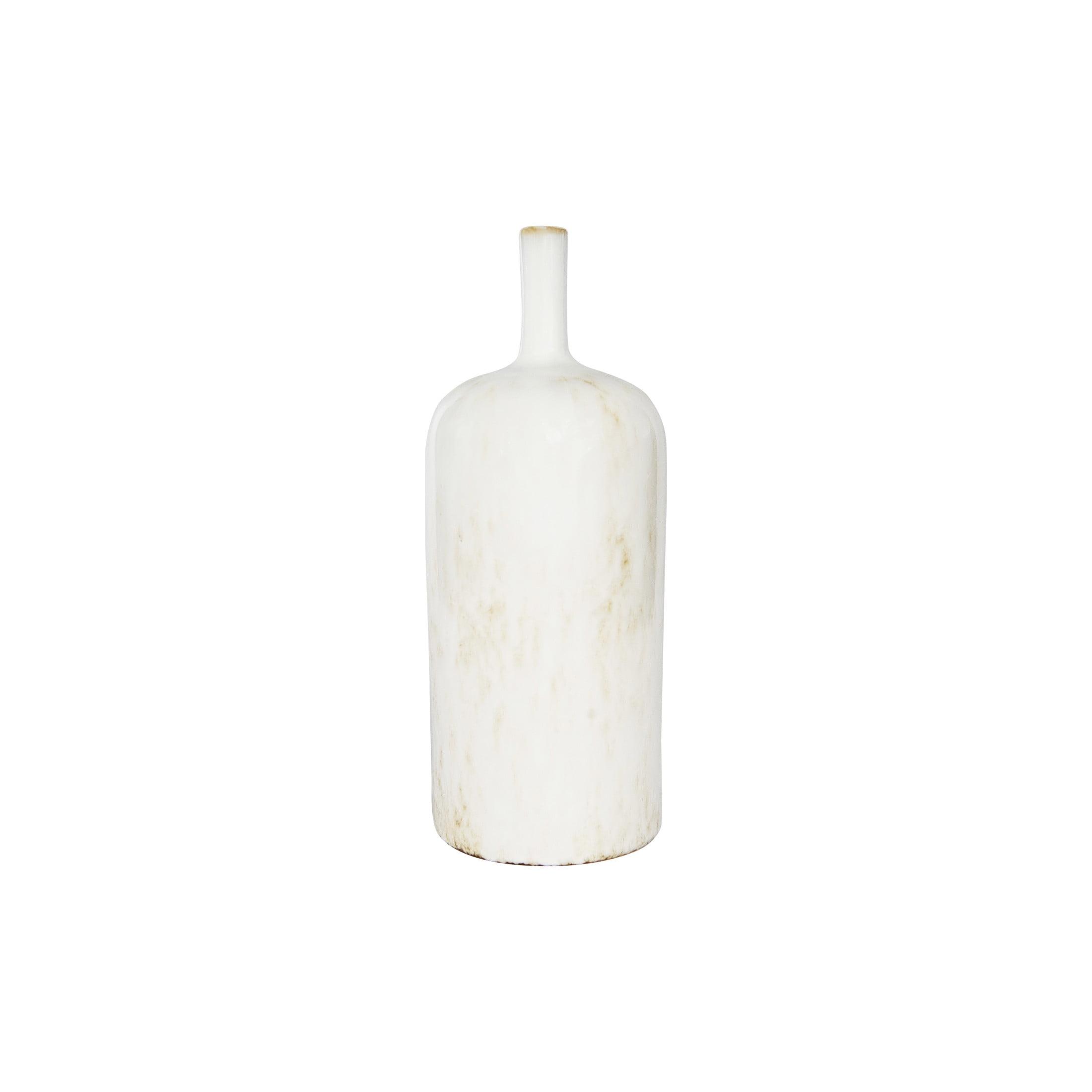 Large White Ceramic Vase with Reactive Glaze Finish