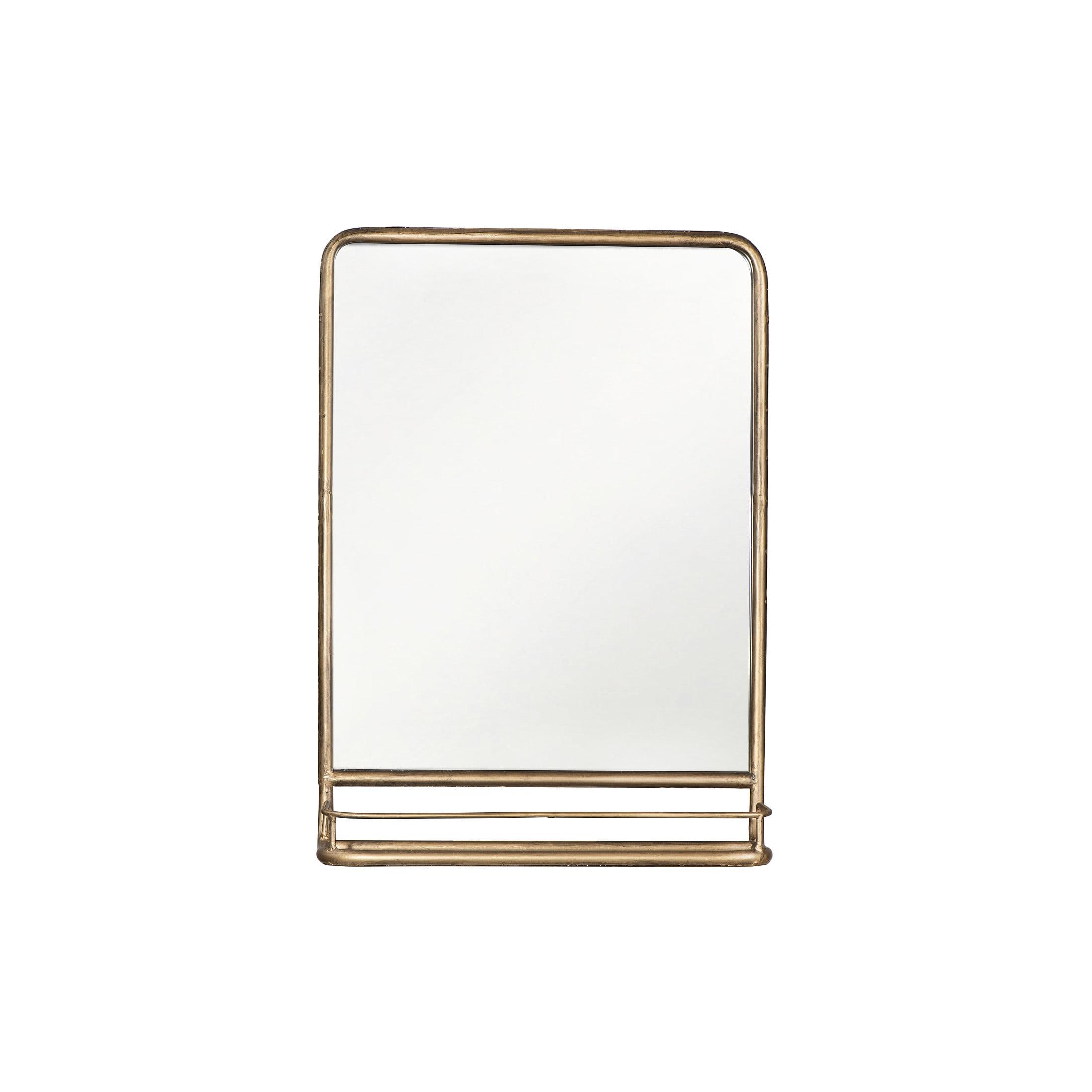 Creative Co-Op Metal Framed Wall Mirror with Shelf, Brass