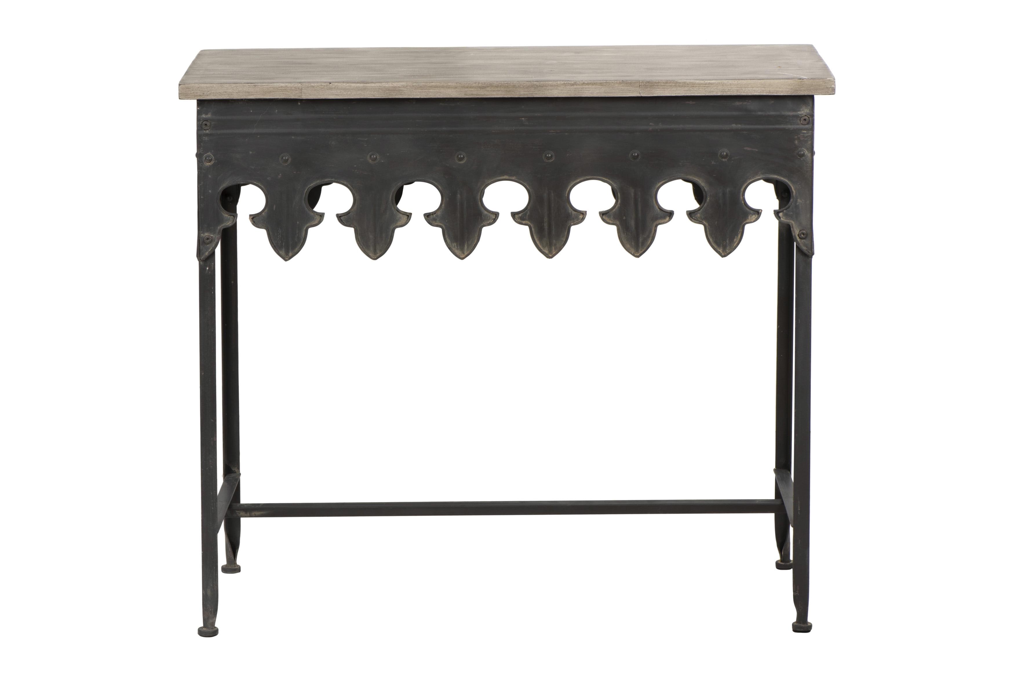 Distressed Black Reclaimed Wood Console Table with Rustic Finish