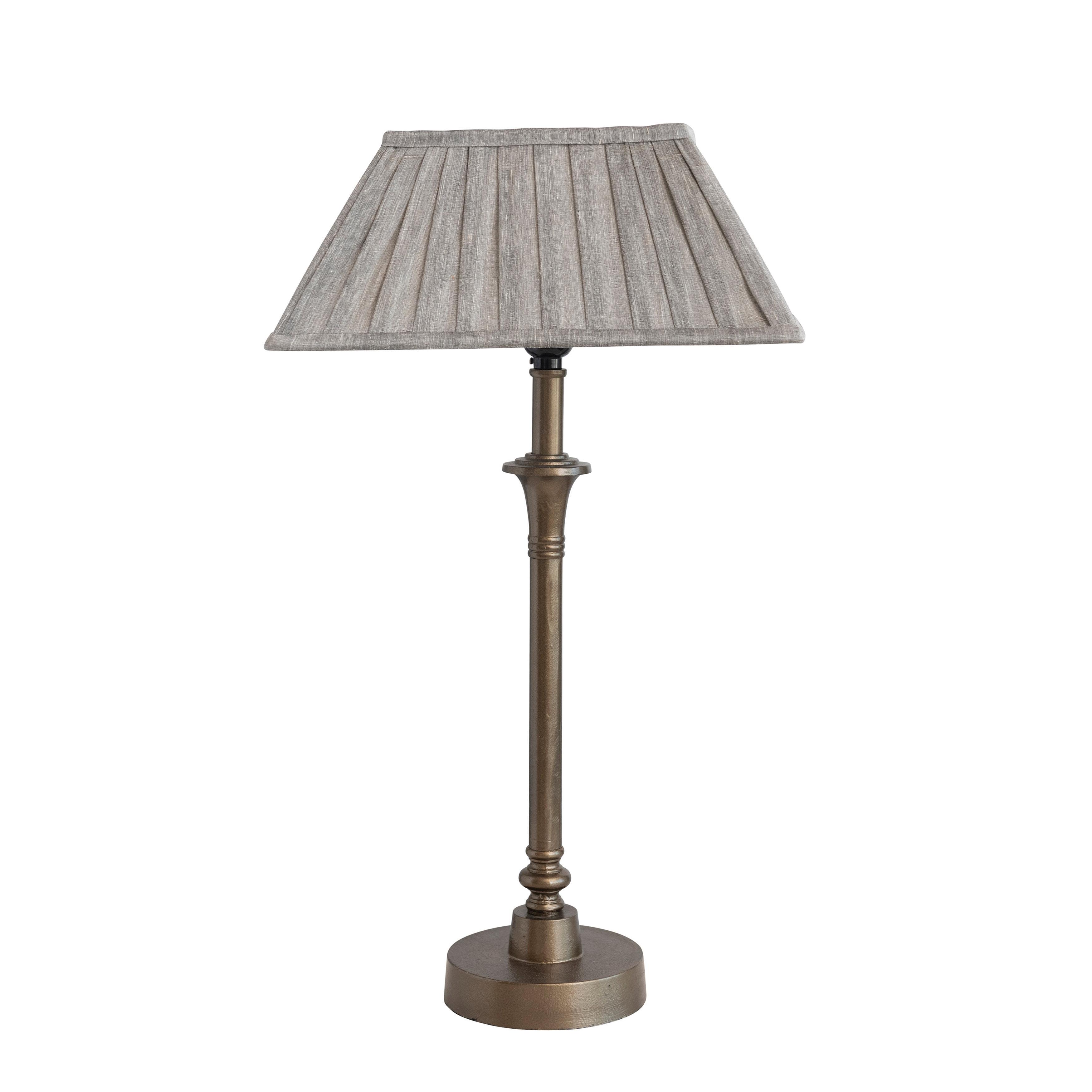 Creative Co-Op Metal Table Lamp with Pleated Linen Shade, Brass and Grey