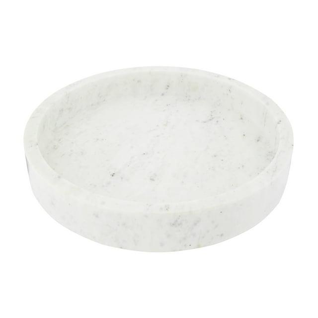 Creative Co-Op Minimalist Round Carved Marble Tray or Charcuterie Board, White