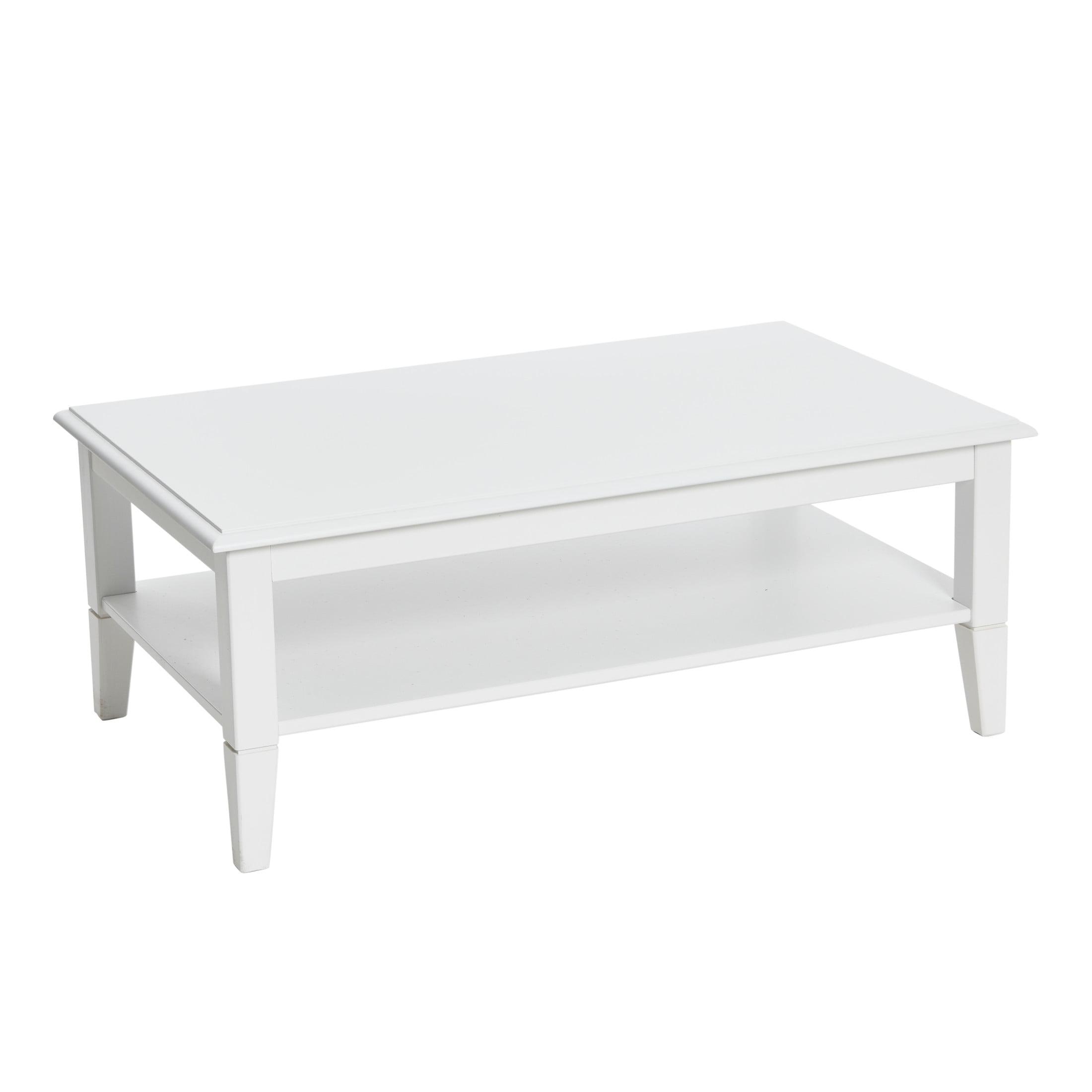 Storied Home Pleasantville Coffee Table with Storage Shelf and Solid Wood Legs White: Country Style, Engineered Top