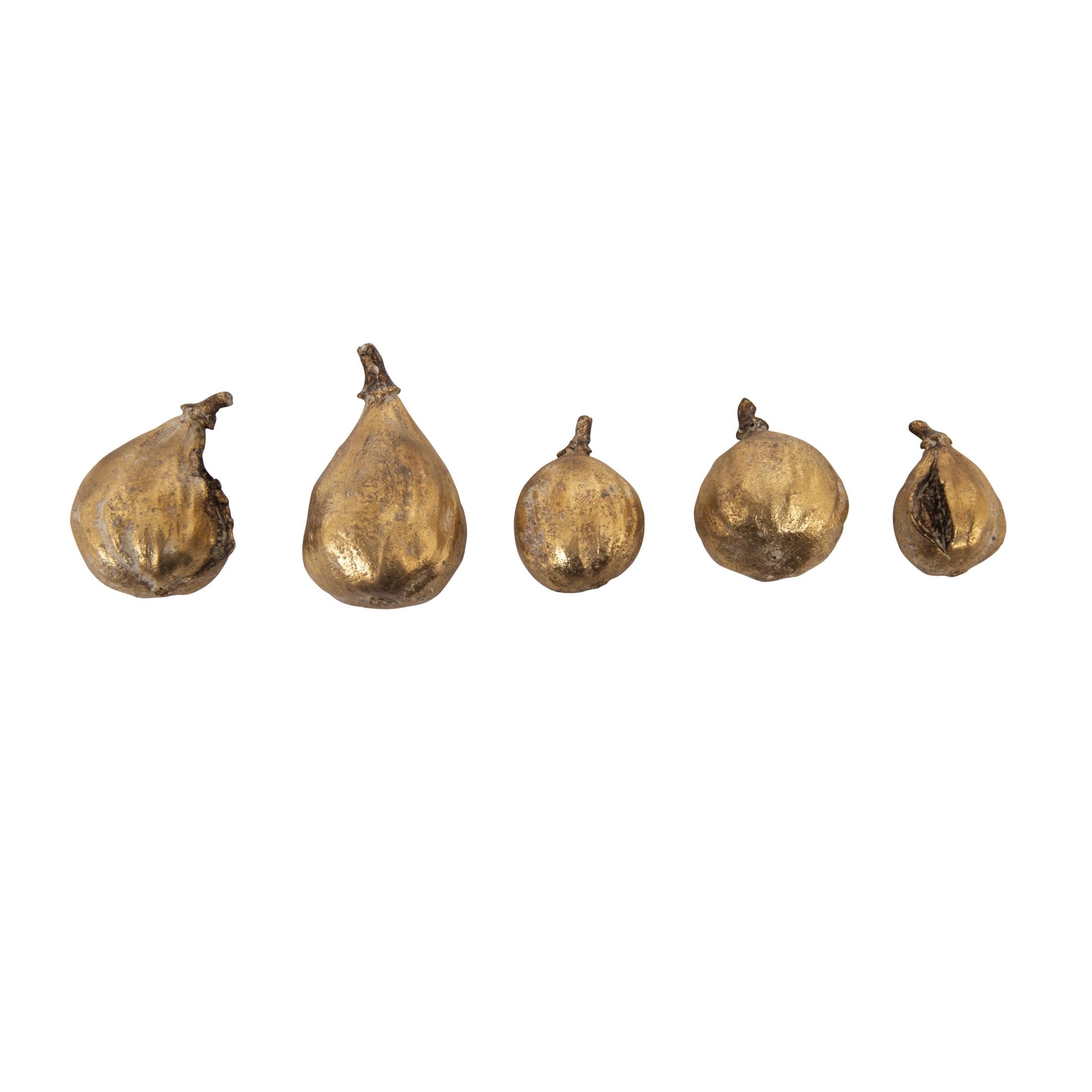 Creative Co-Op Resin Figs with Gold Finish (Set of 5 Pieces)