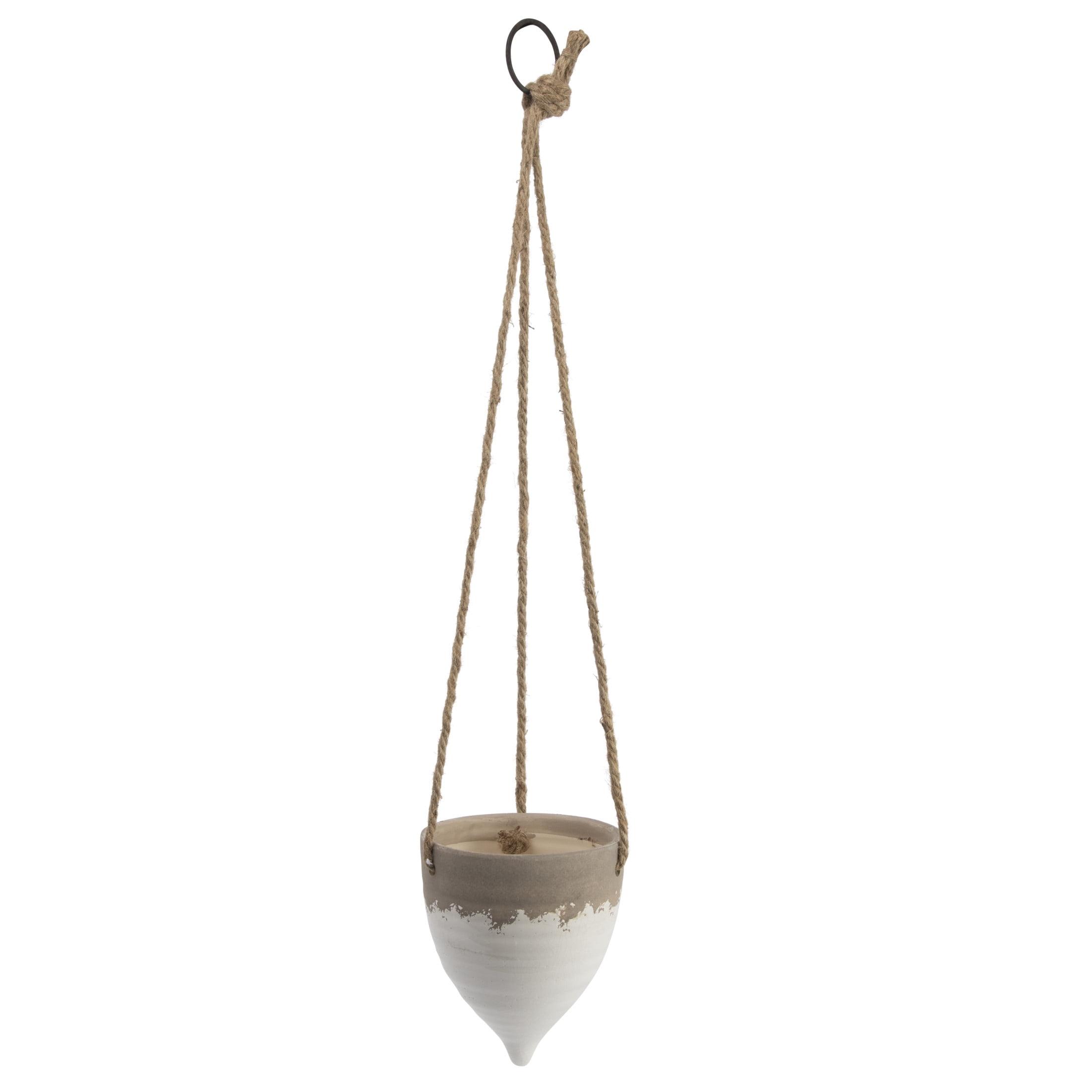 Jute Hanging Planter (8.5") - Storied Home: Indoor Bohemian Stoneware, No Assembly, Ceiling Mount