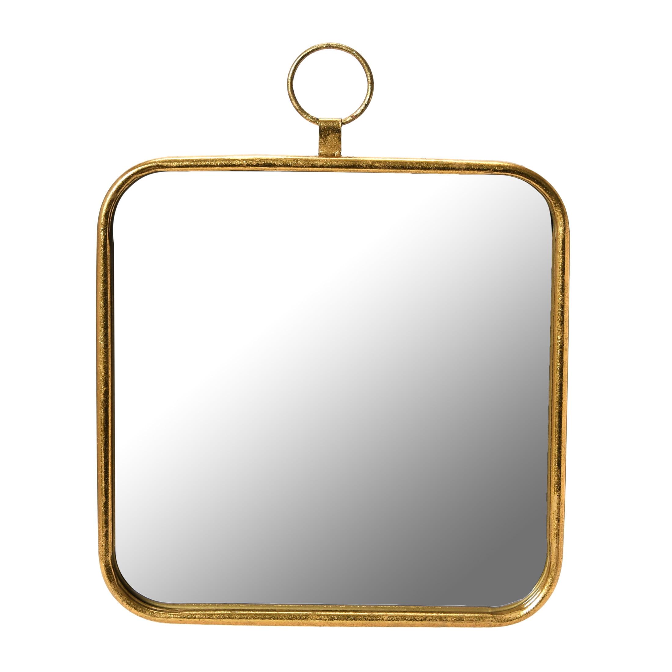 Metal Framed Wall Mirror Gold - Storied Home: Rounded Edge, Iron & MDF, 15.75"L x 19.75"H