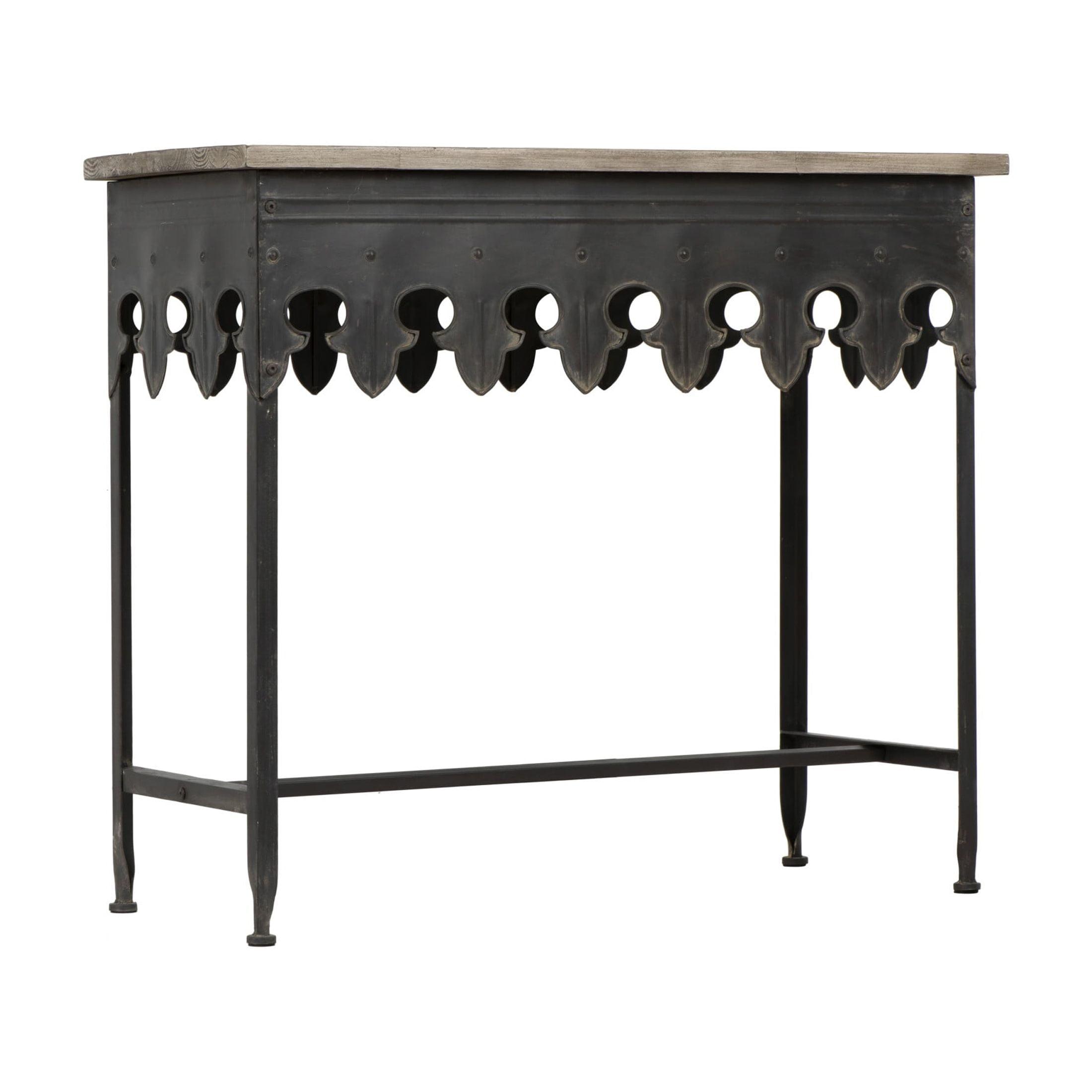 Distressed Black Reclaimed Wood Console Table with Rustic Finish