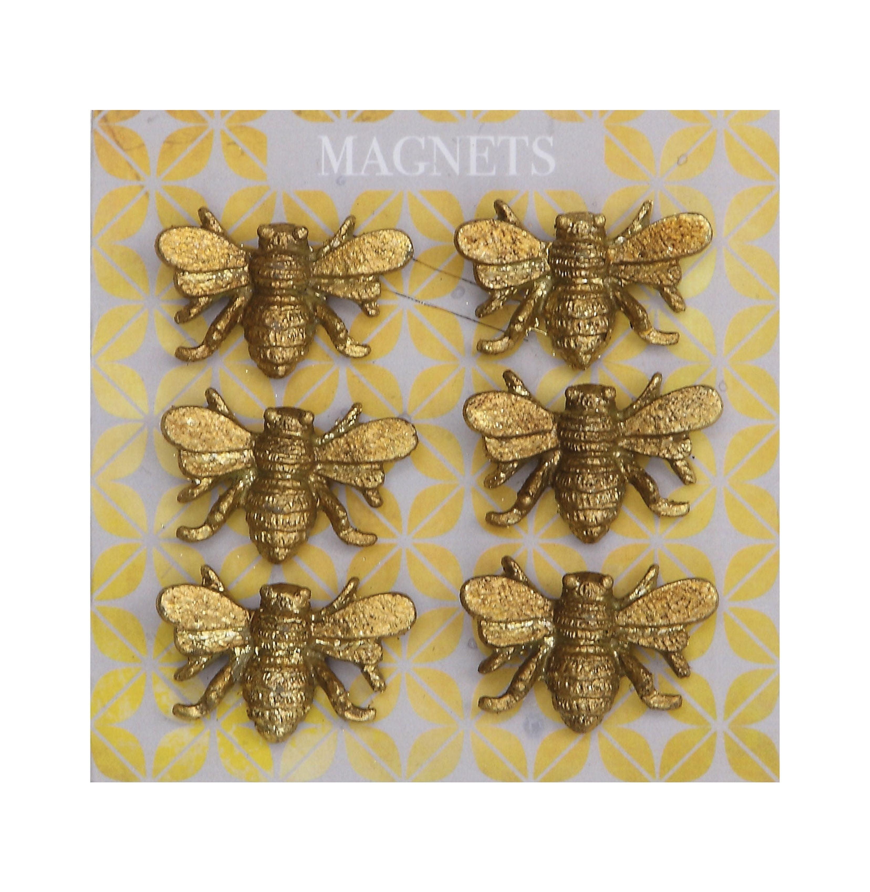 Creative Co-Op Six Pewter Bee Magnets on a Card (Set of 6 Pieces)
