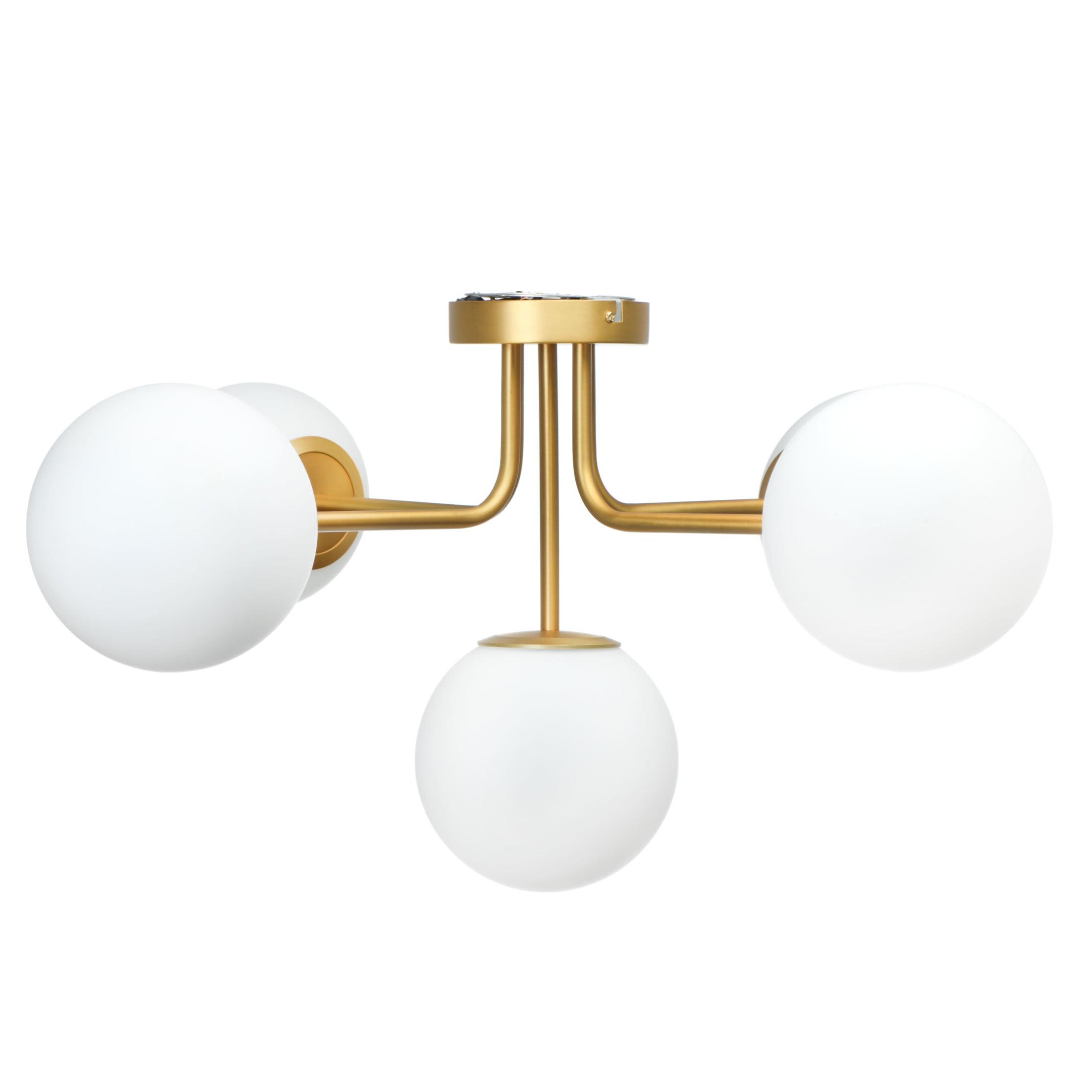 Brushed Gold and Opal Glass Globe Flush Mount Light