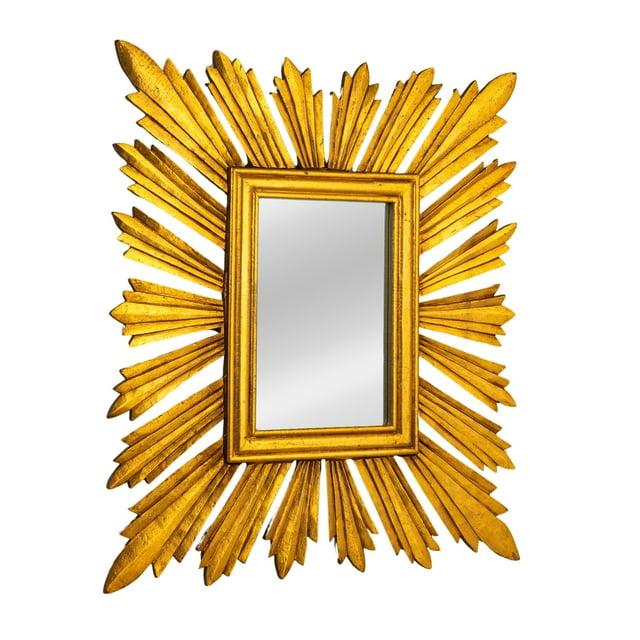 Creative Co-Op Sunburst Rectangular Wall Mirror, Gold