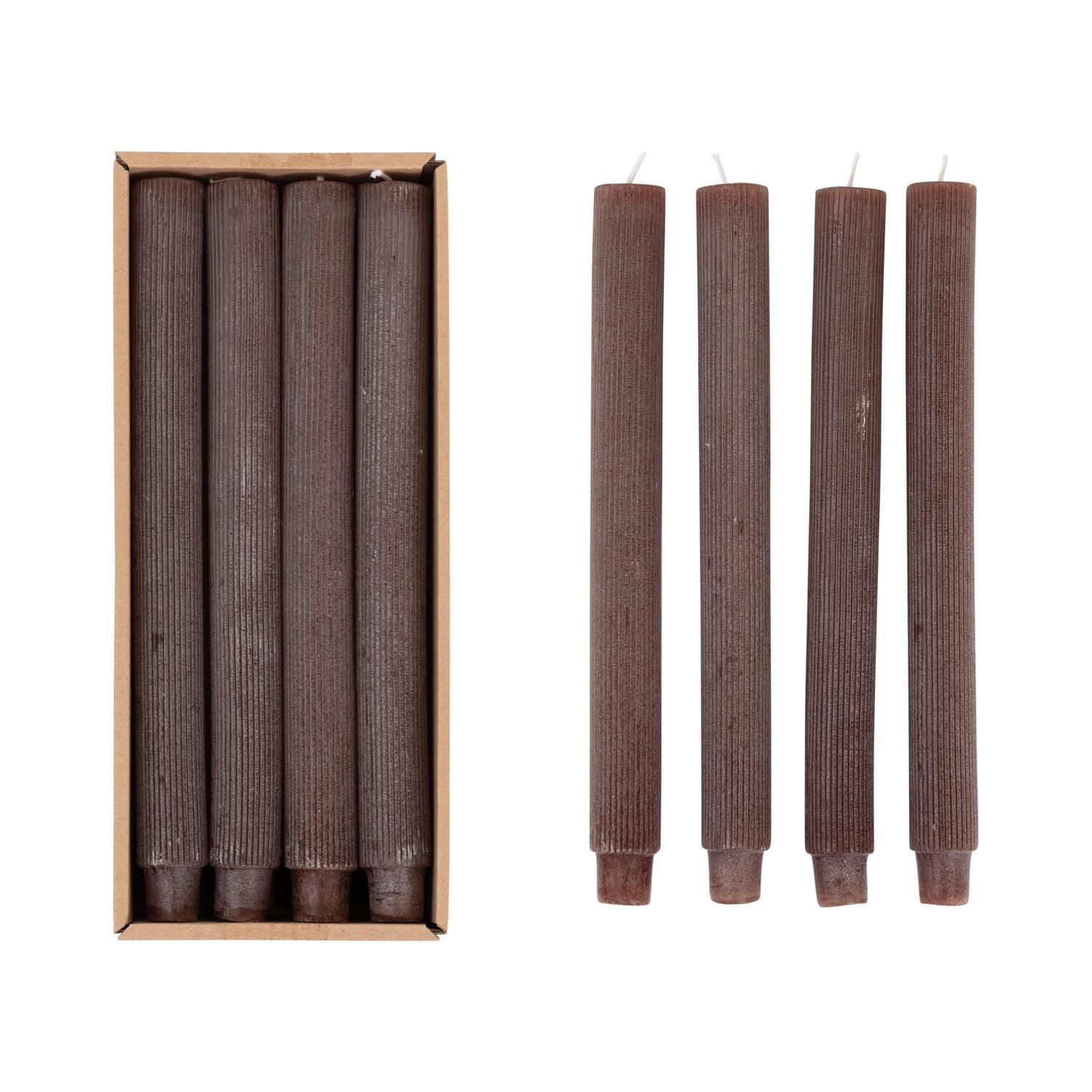 Creative Co-Op Unscented Pleated Taper Candles in Box, Set of 12