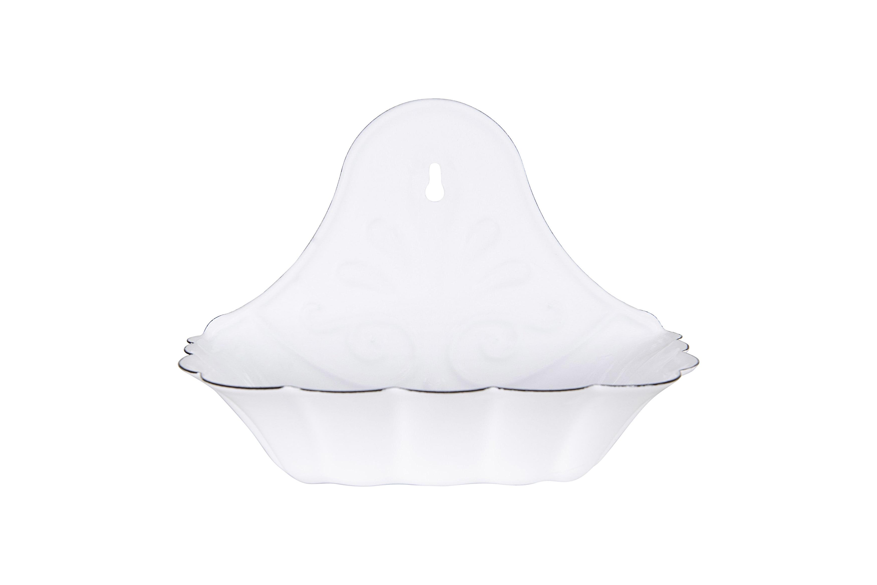 White Ceramic Wall-Mounted Soap Dish with Scalloped Edges