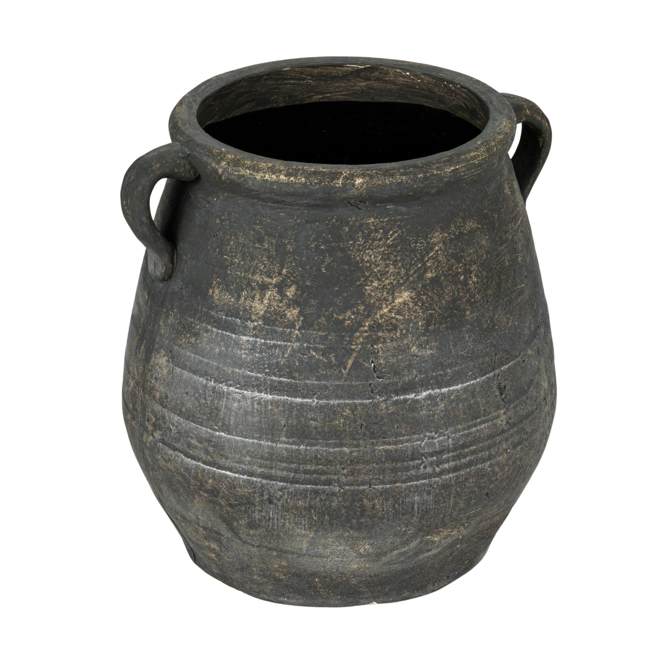 Creative Co-Op Whitewashed Terra-cotta Urn, Grey