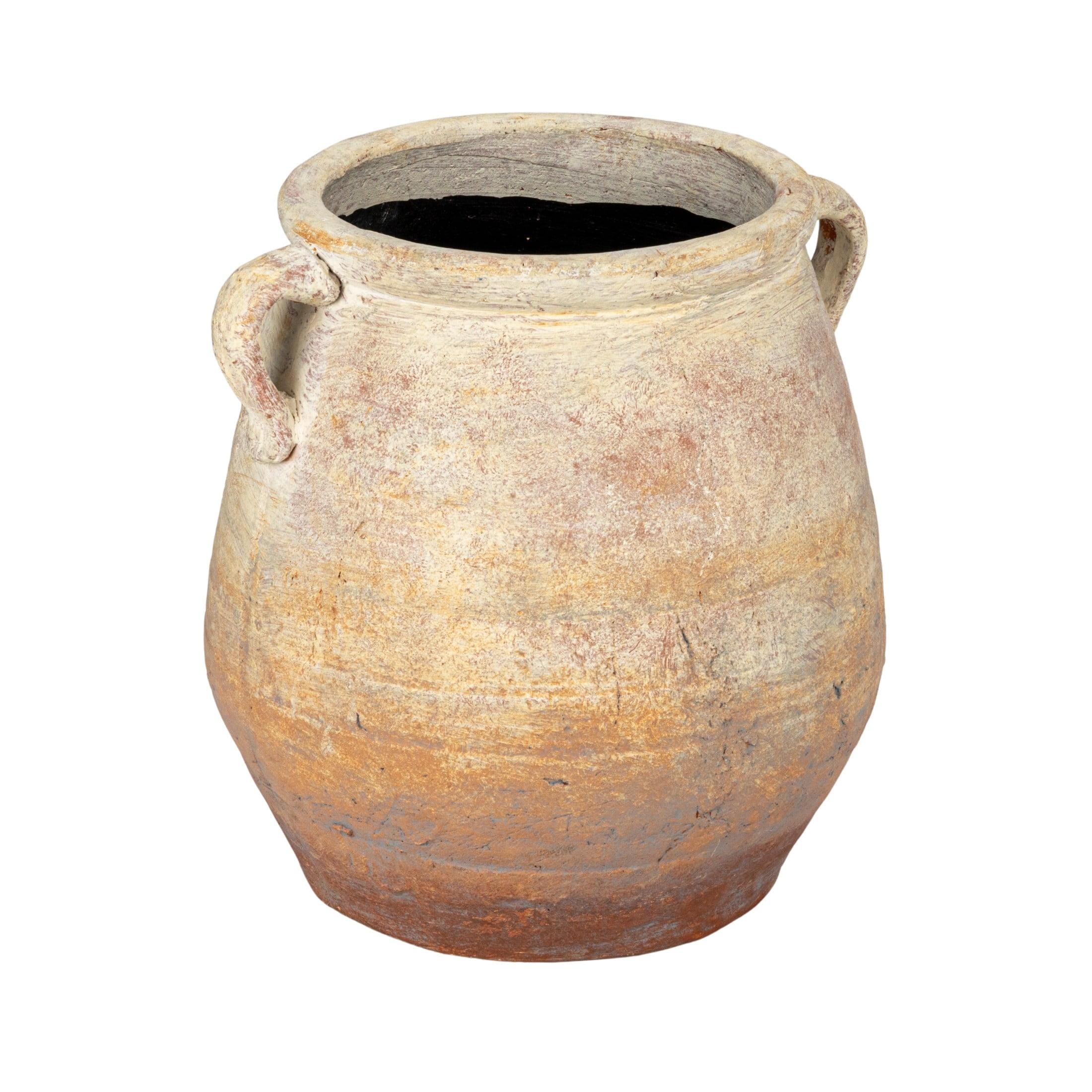 Creative Co-Op Whitewashed Terra-cotta Urn