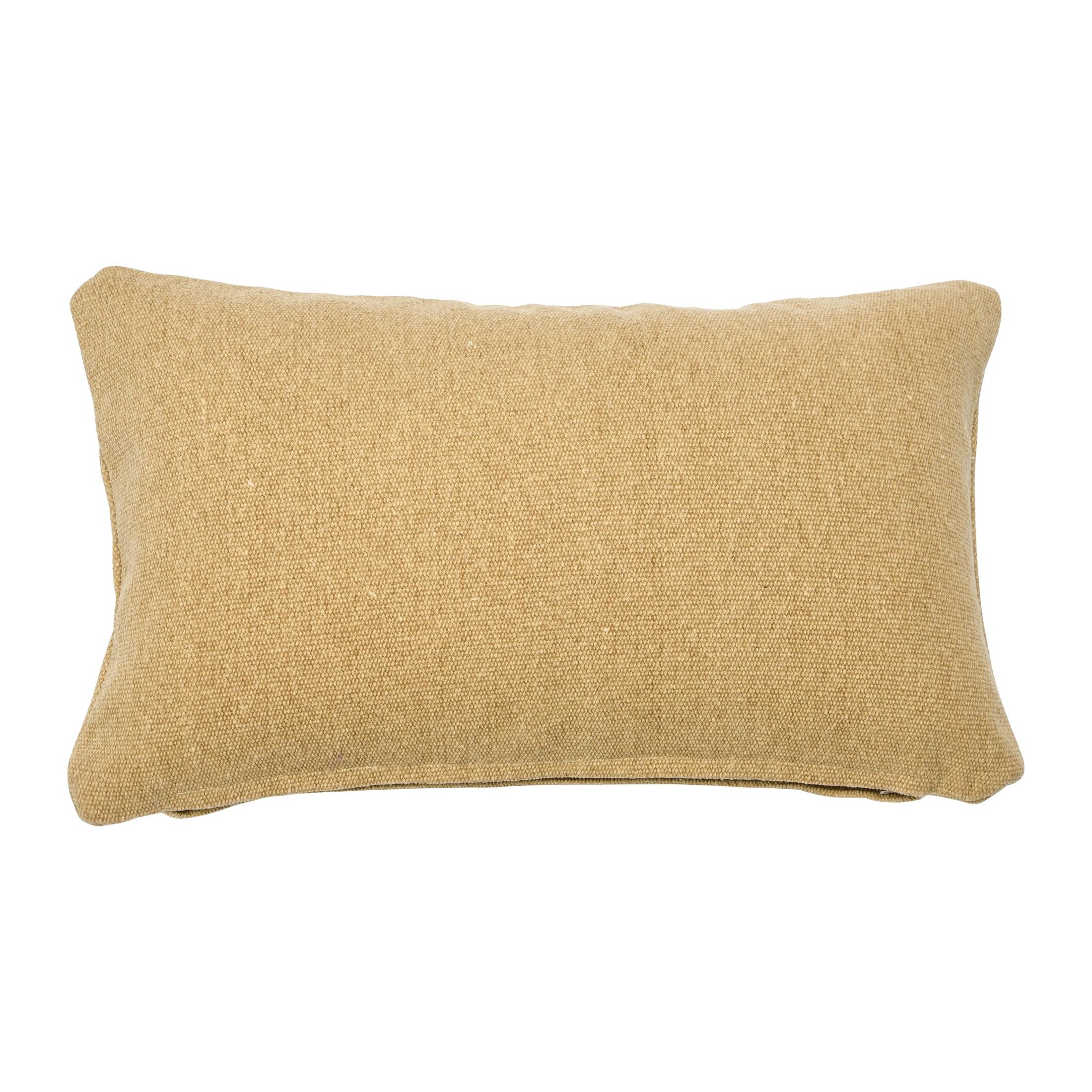 Beige Cotton Canvas Lumbar Pillow Cover 12" x 20"