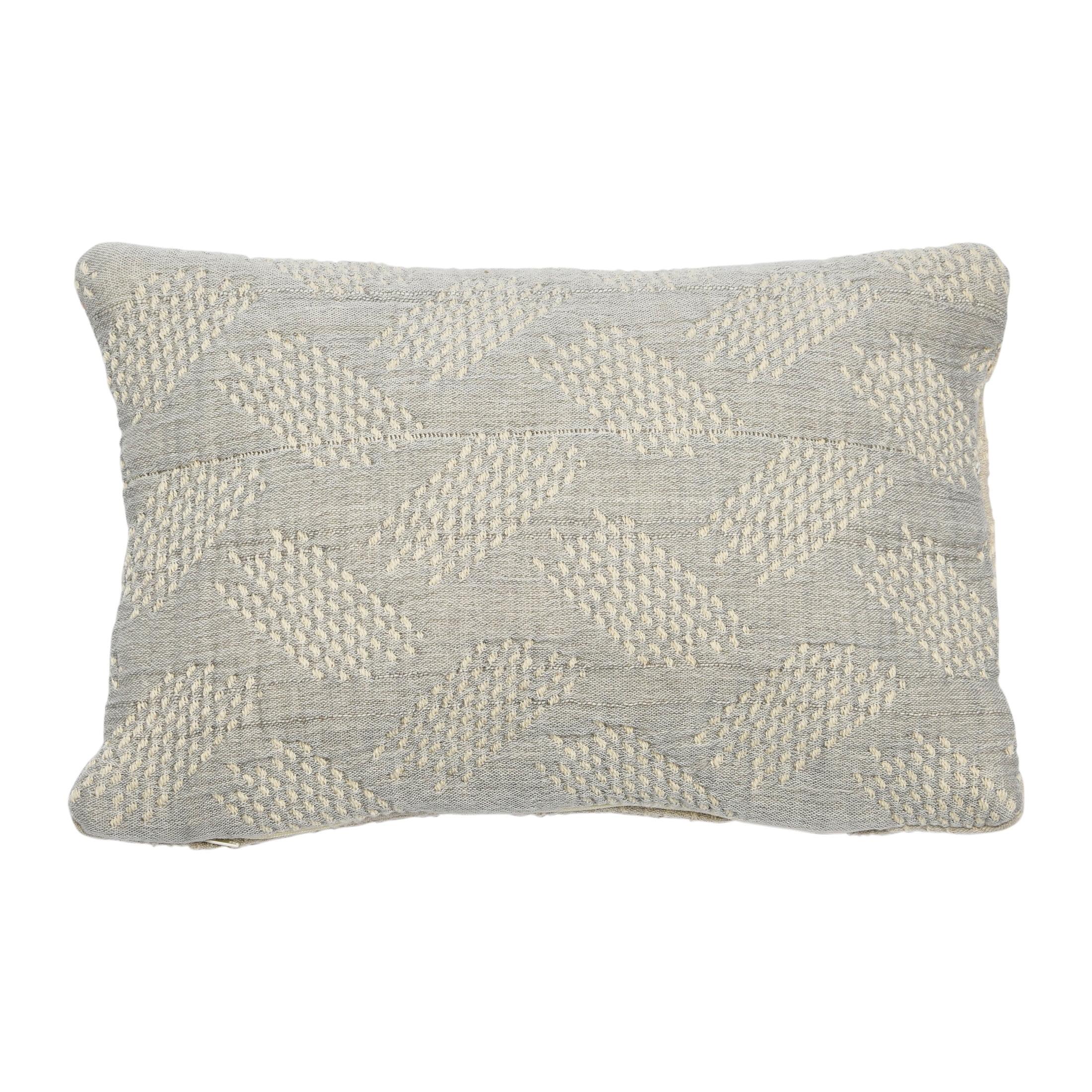Taupe and Cream Cotton Jacquard Lumbar Pillow