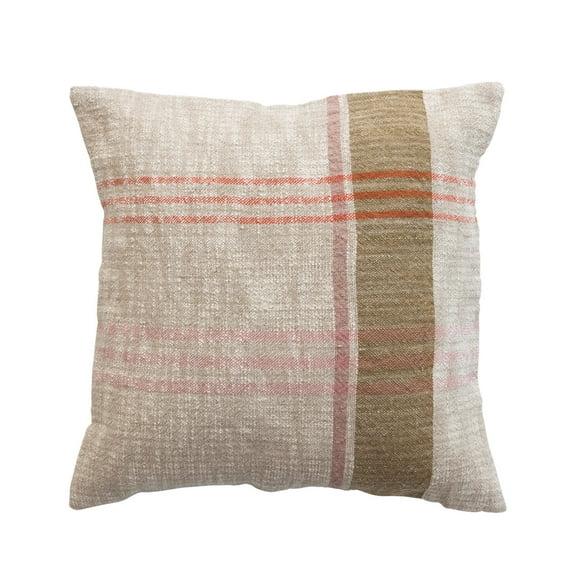 Creative Co-Op Woven Cotton and Linen Plaid Pillow