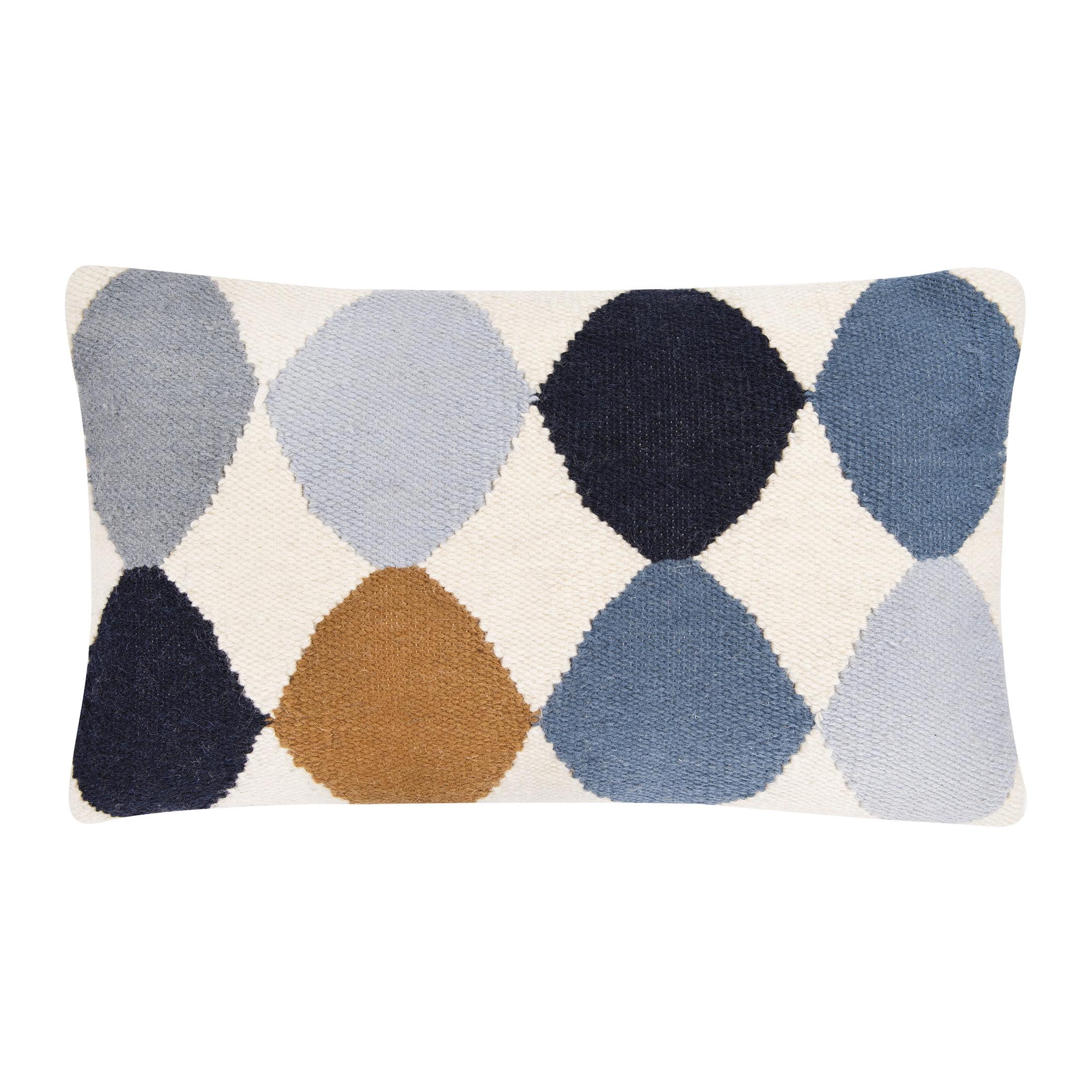Creative Co-Op Woven Wool Blend Pattern Lumbar Pillow, Multicolor