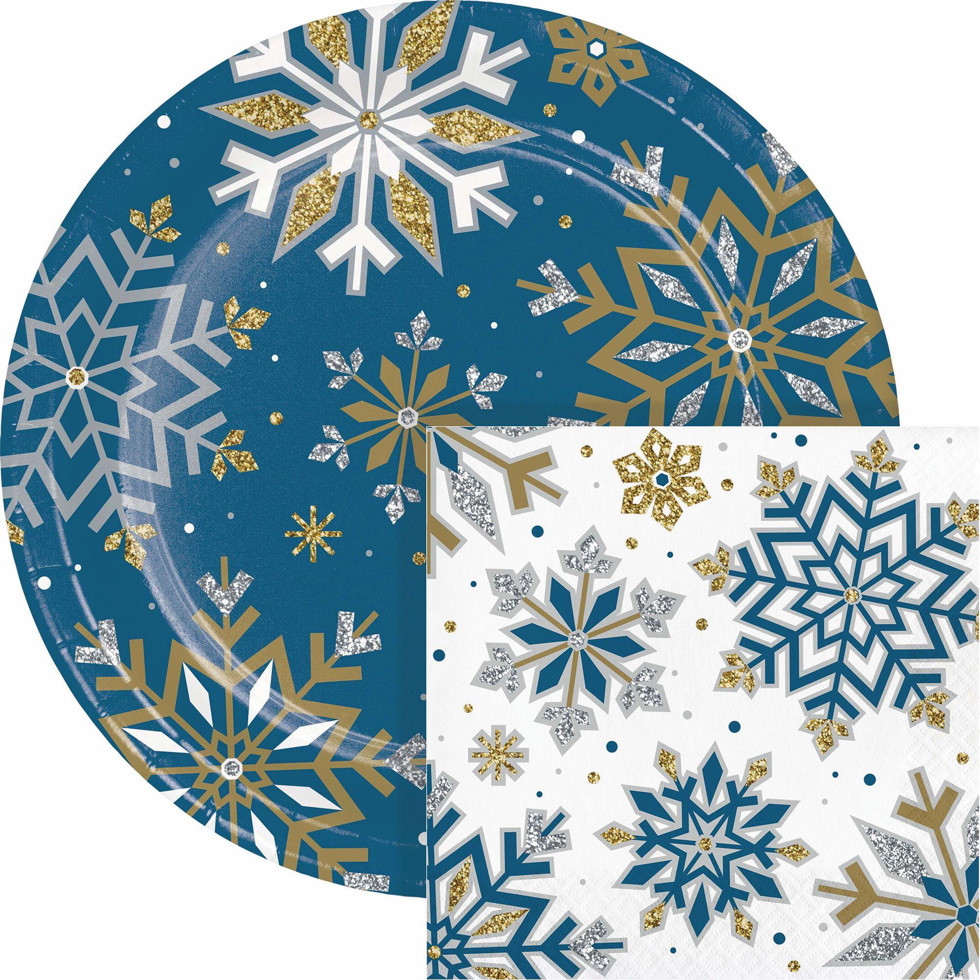 Creative Converting Creative Converting Whimsical Winter Christmas Dinner Paper Plates and Napkins Set, Serves 16