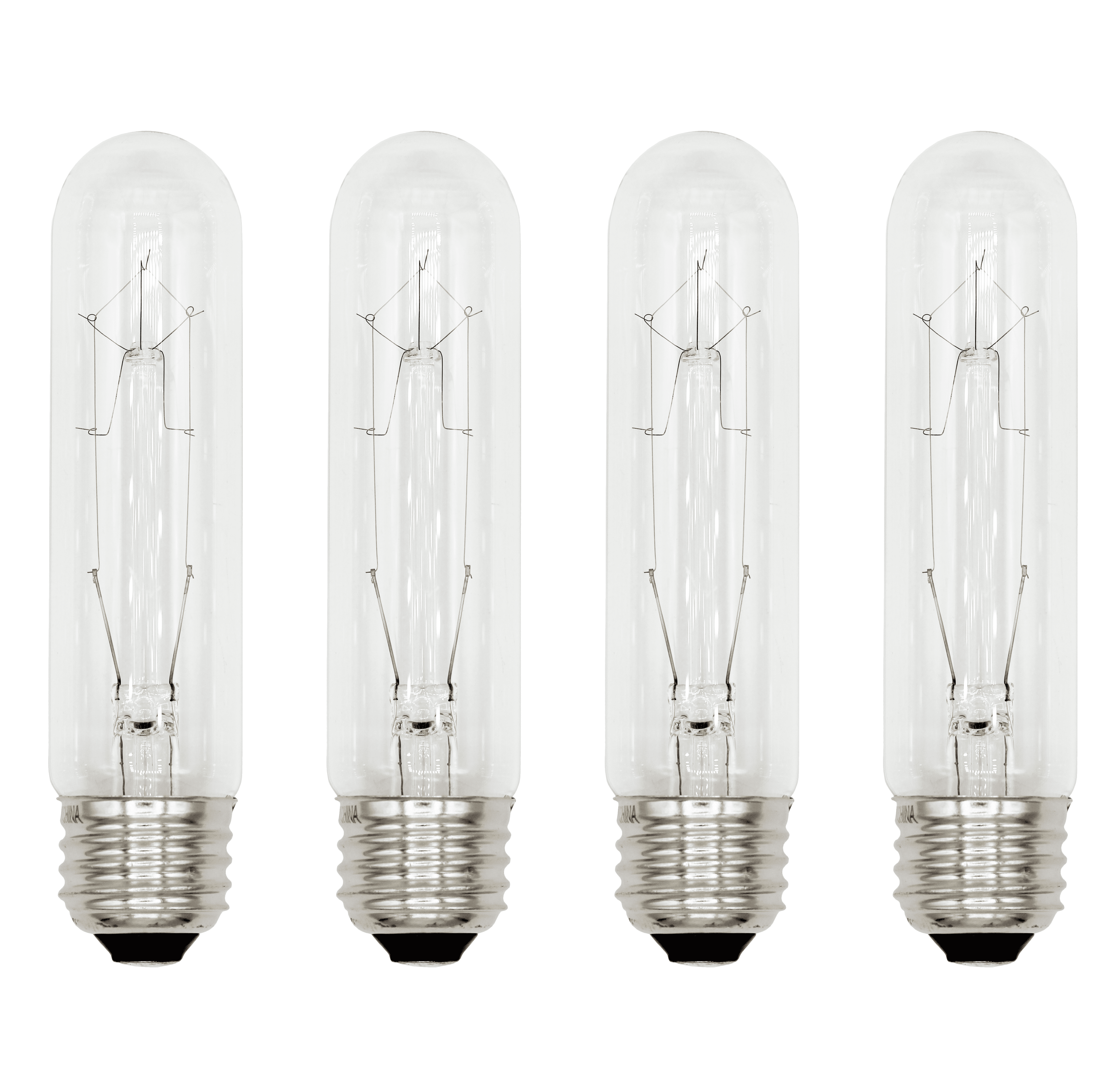 Creative Hobbies® 308 (Pack of 4) 25T10/CL - 25 Watt T10 Clear Tubular - 120V - Medium (E26) Base - Incandescent Light Bulbs