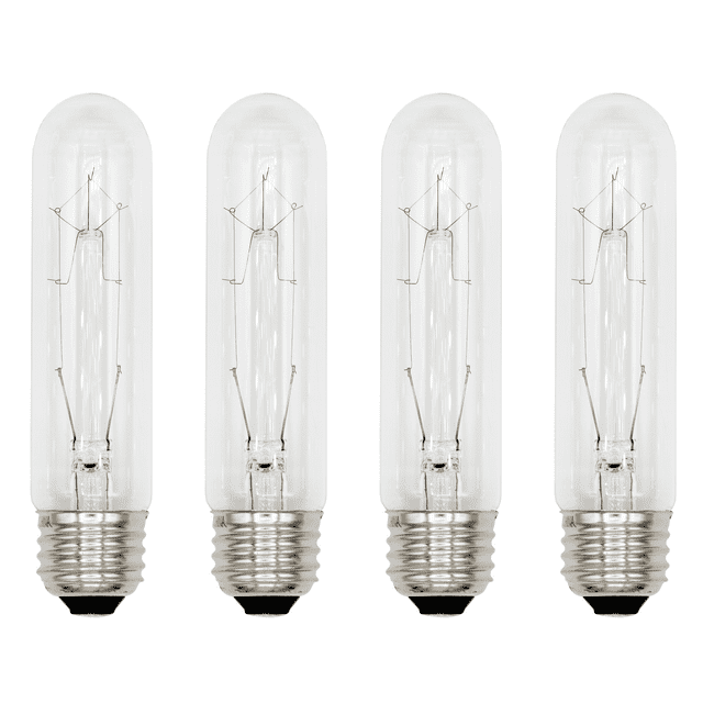 Creative Hobbies® 308 (Pack of 4) 25T10/CL - 25 Watt T10 Clear Tubular - 120V - Medium (E26) Base - Incandescent Light Bulbs