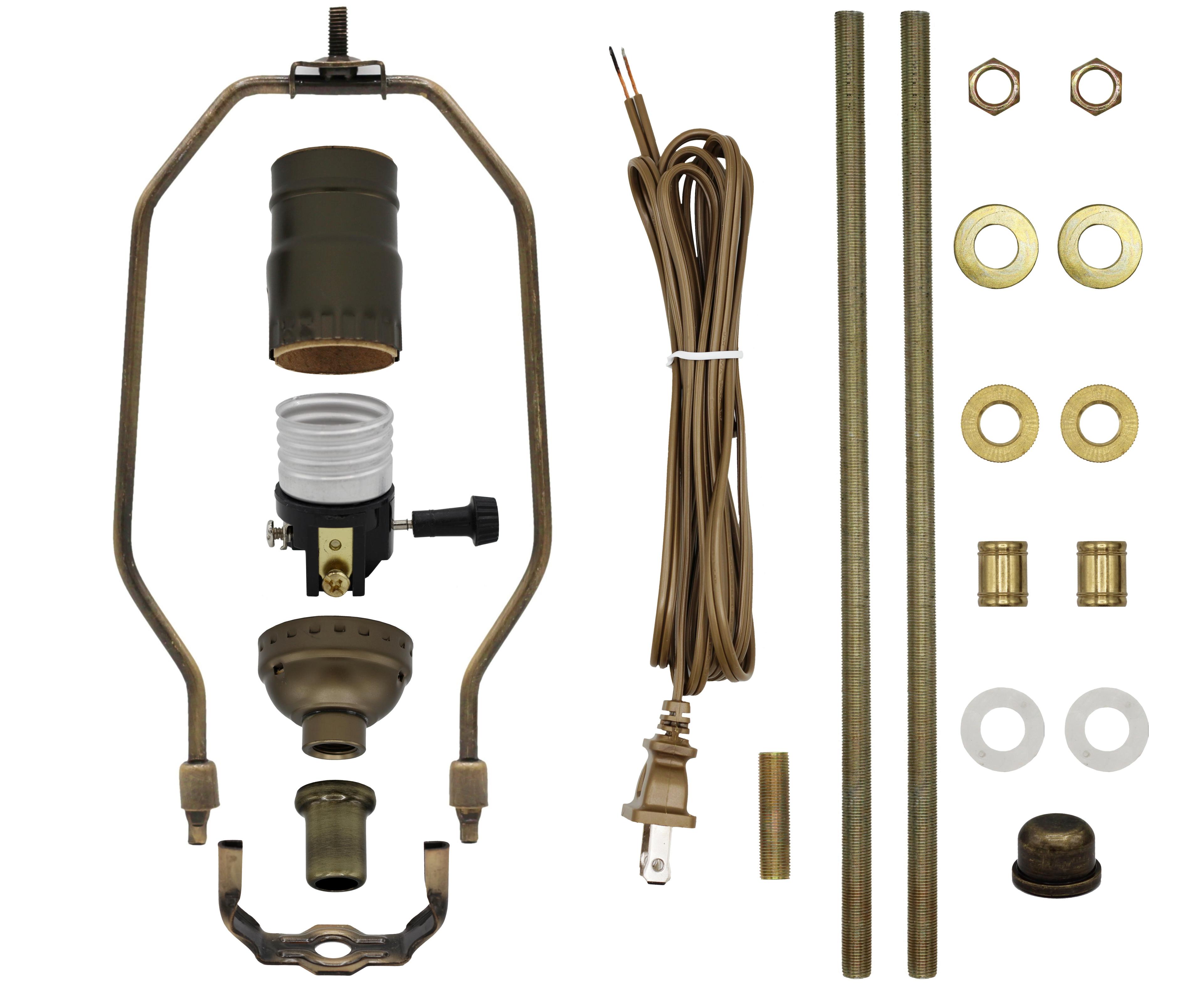 Antique Brass DIY Lamp Kit with 3-Way Switch