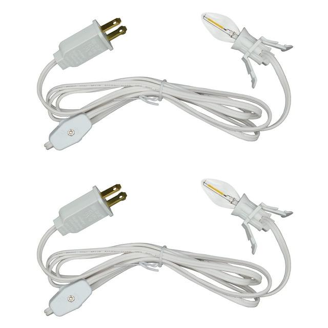 Creative Hobbies Single Light Replacement Clip in Lamp Cord for Christmas Village House Includes LED Light Bulb | 2 Pack