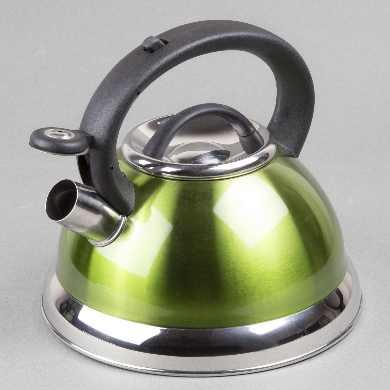 Chartreuse Stainless Steel Whistling Tea Kettle with Insulated Handle