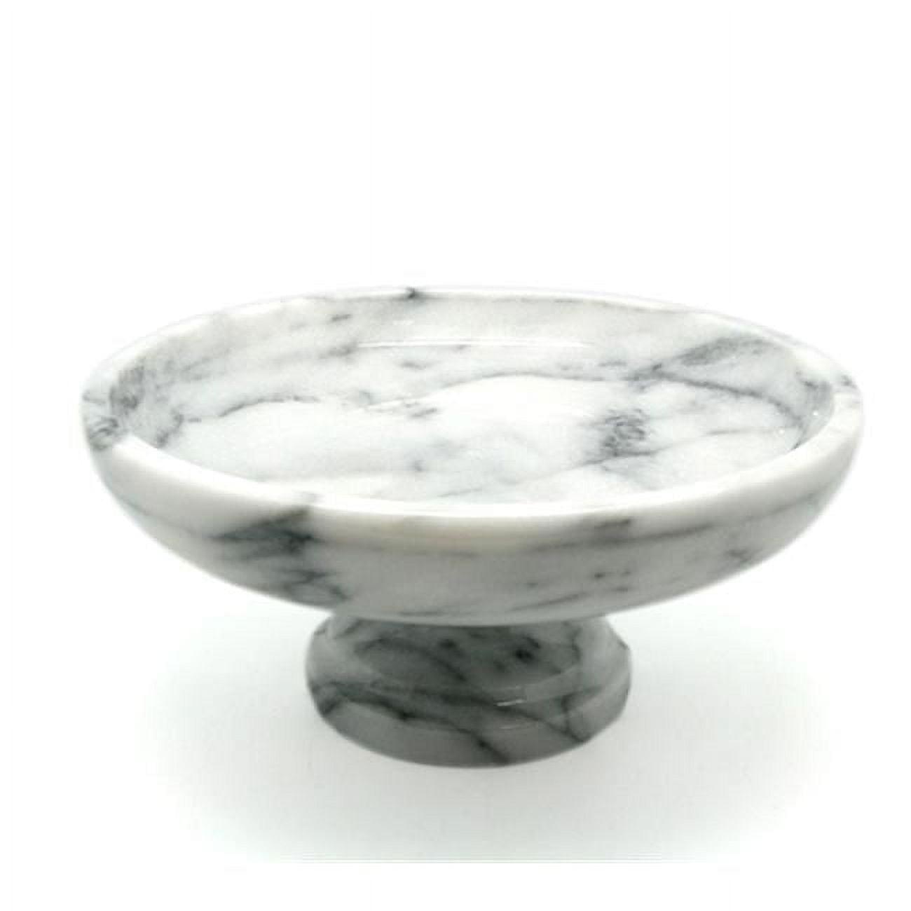 EVCO International 74754 White Marble 10 in. x 10 in. Fruit Bowl on Pedestal