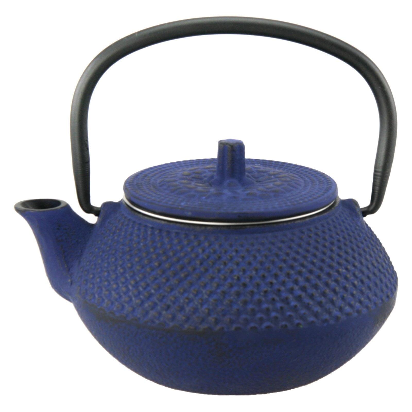 Creative Home Kyusu 10 Oz Blue Cast Iron Teapot with Removable Infuser