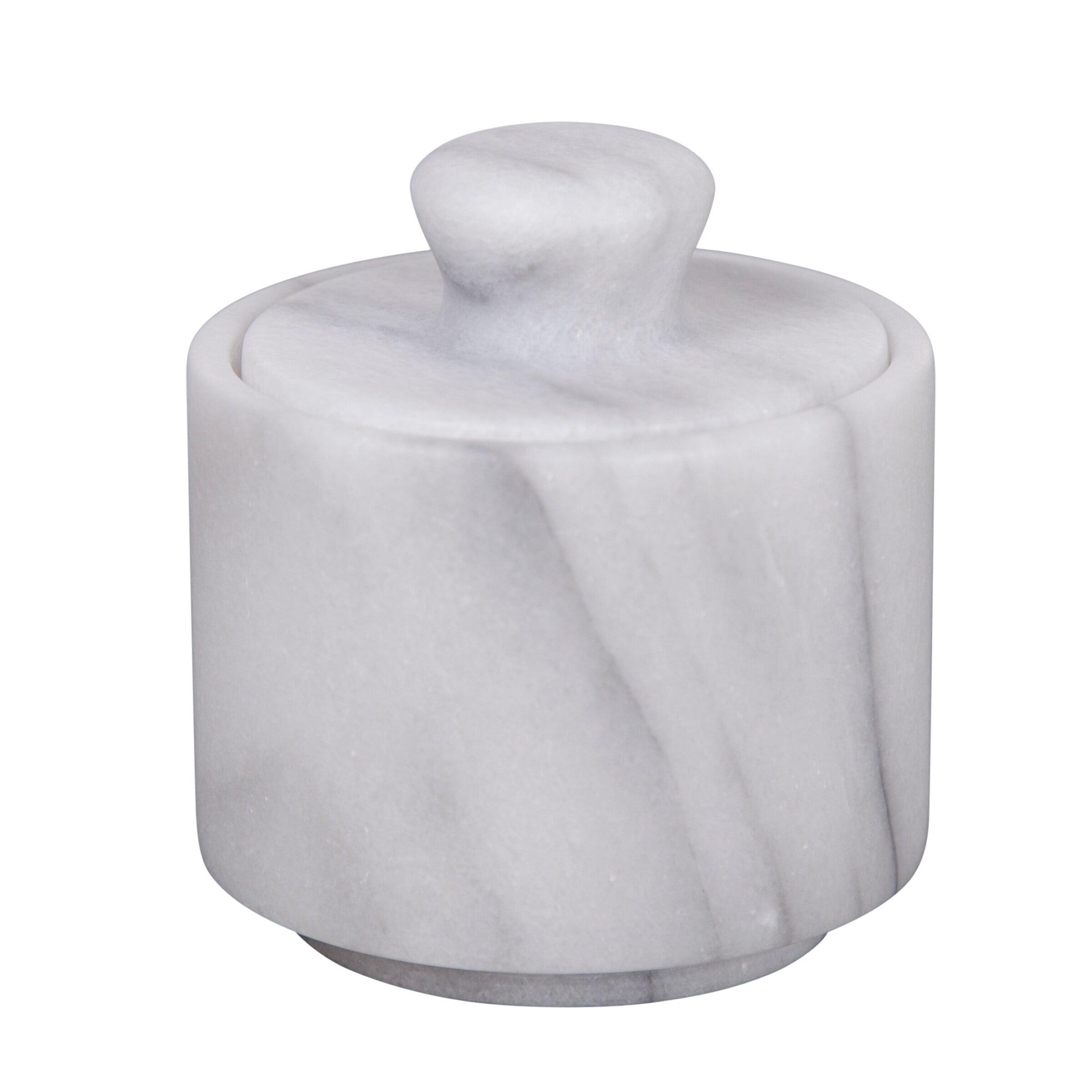 Natural White Marble Salt Cellar with Lid