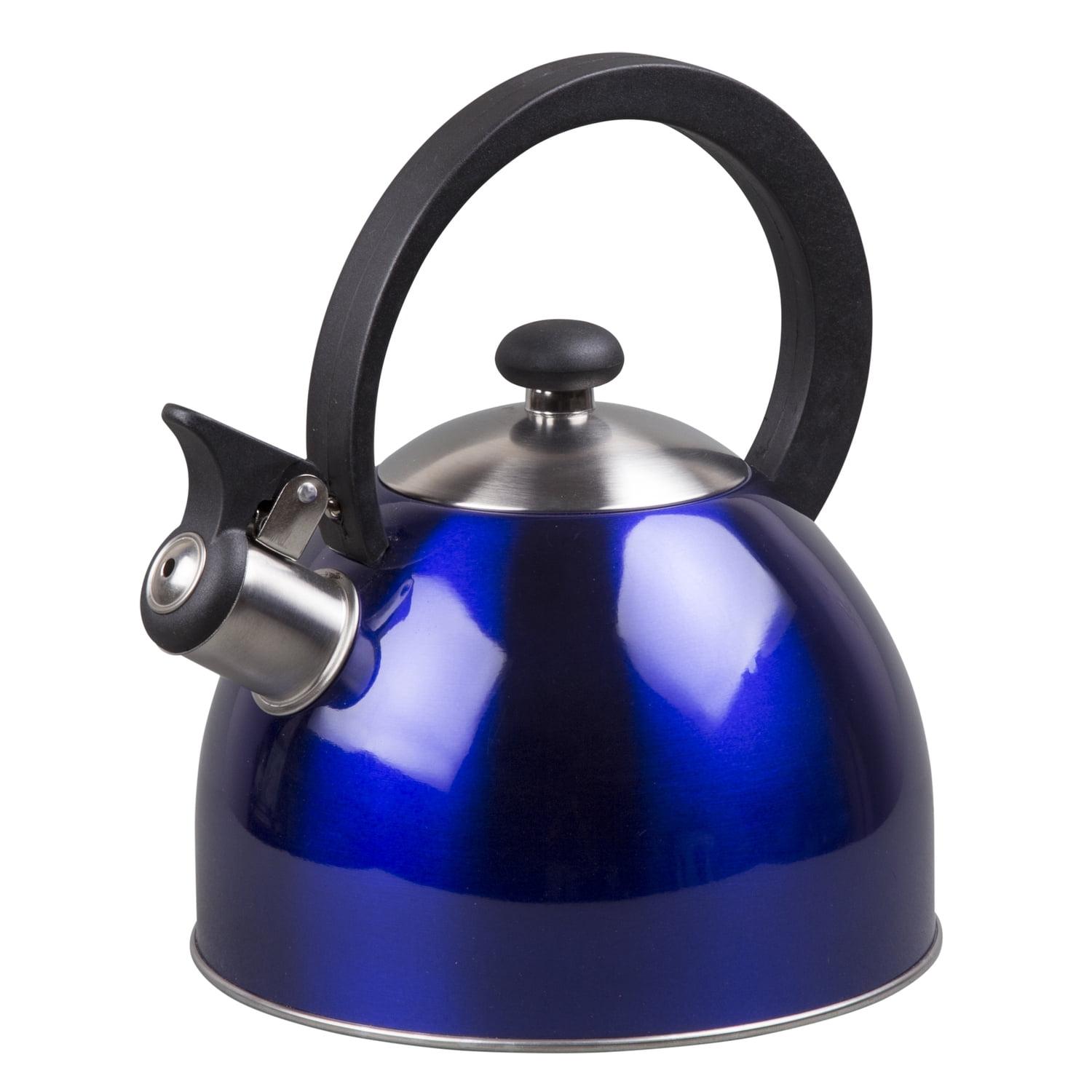 Metallic Blue Stainless Steel Whistling Tea Kettle