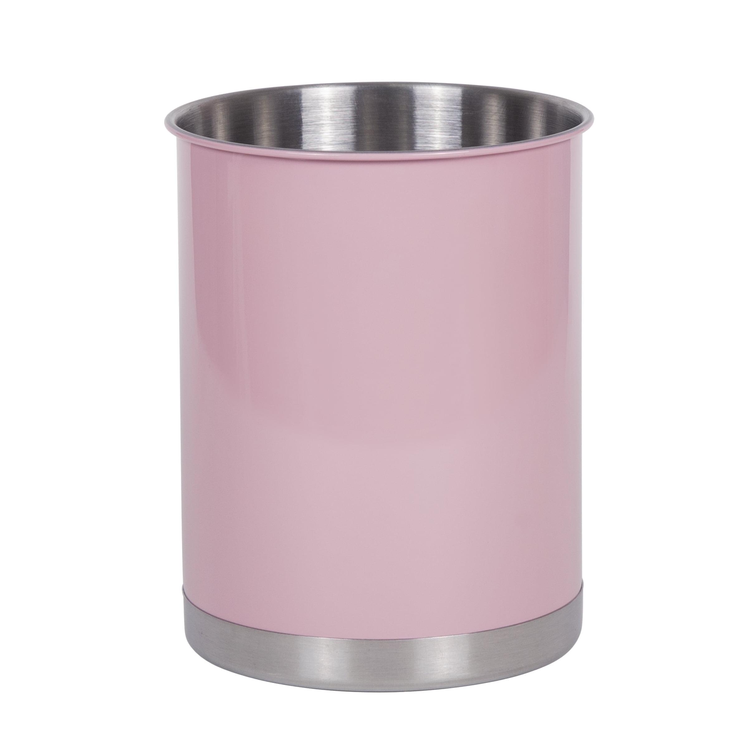 Creative Home Stainless Steel Tool Crock Utensil Holder, 5" x 5 "x 6.25", Pink