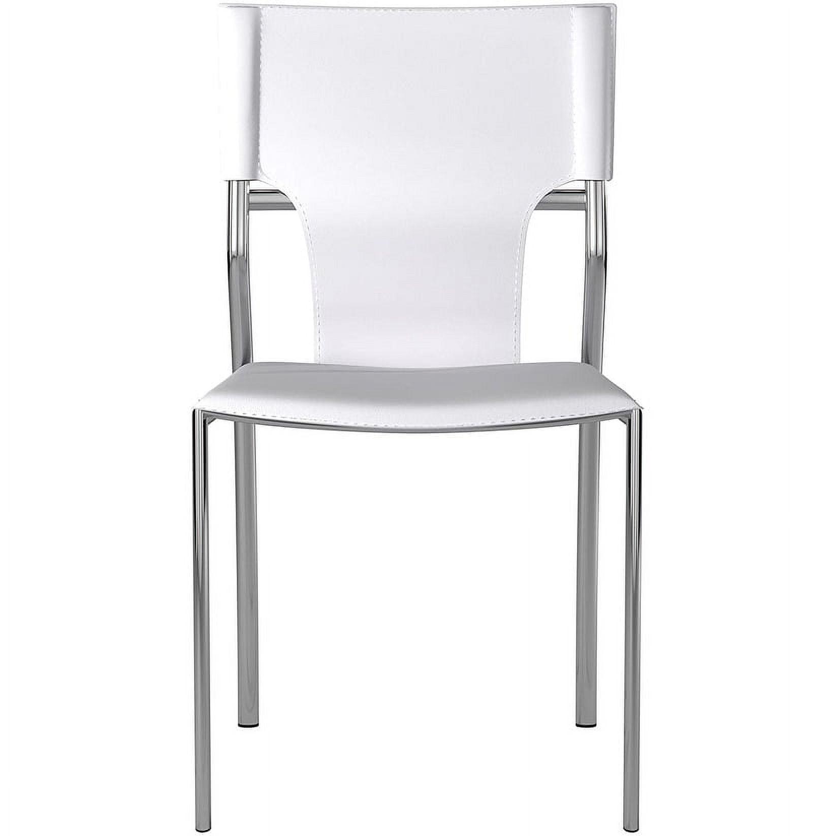 Creative Images Dining Leather with Protective Coating Chair, Chrome Legs, Set of 4 Solid Back Dining Chairs White N/A Leather